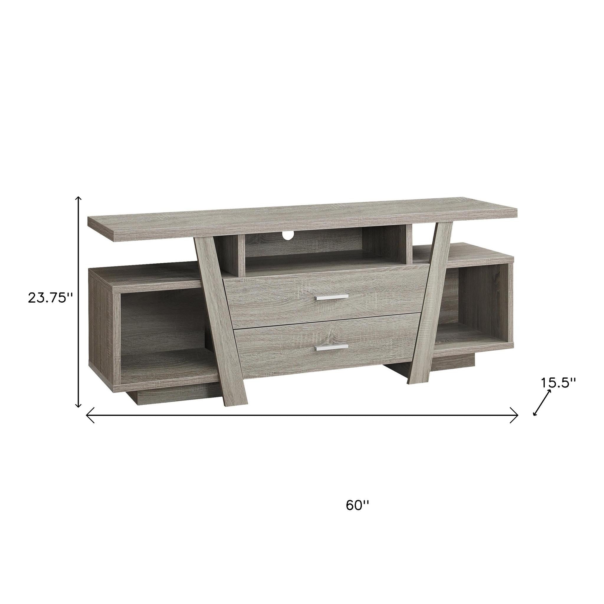 60" Deep Taupe Open Shelving TV Stand-7