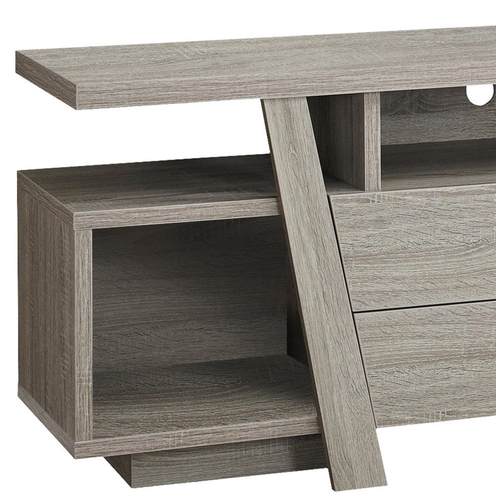 60" Deep Taupe Open Shelving TV Stand-2