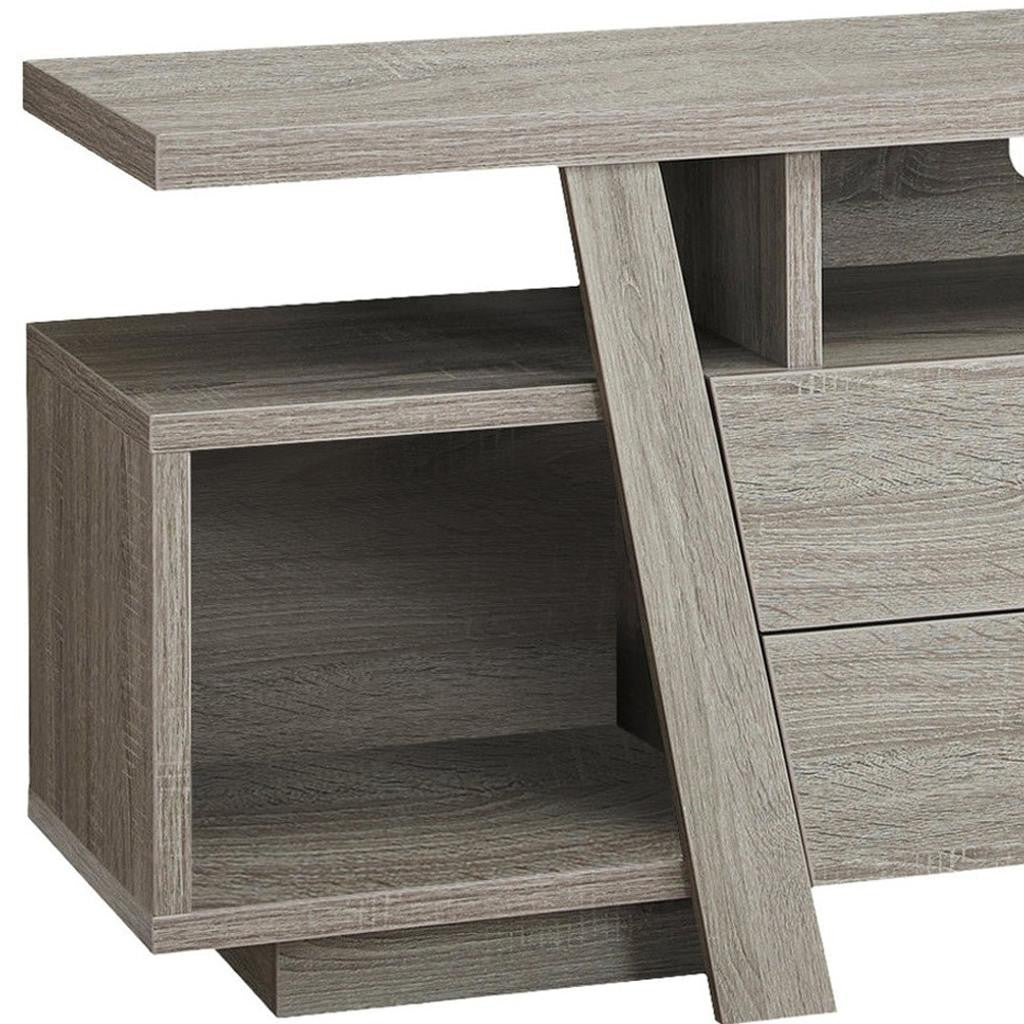 60" Deep Taupe Open Shelving TV Stand-4