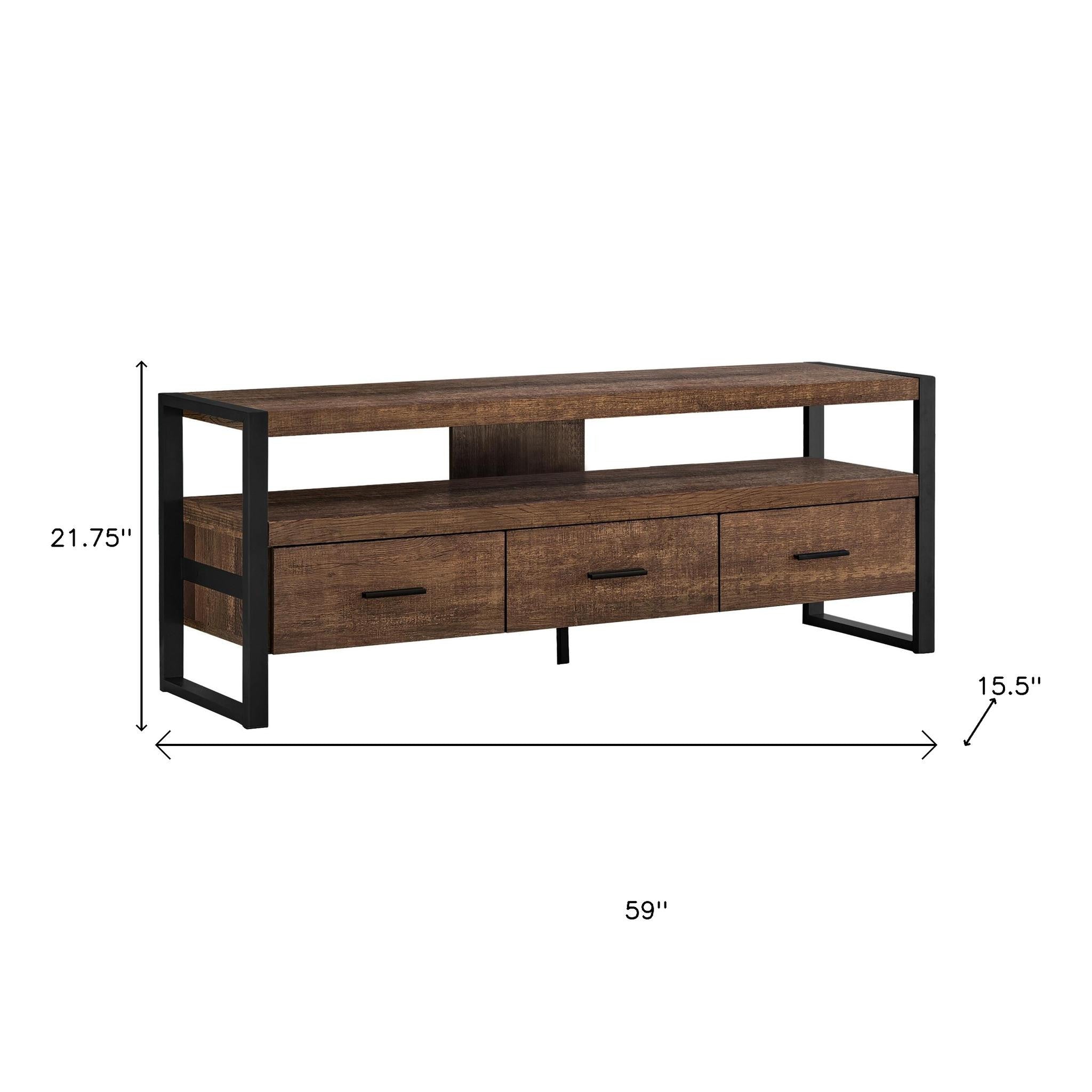 59" Brown and Black Cabinet Enclosed Storage TV Stand-7