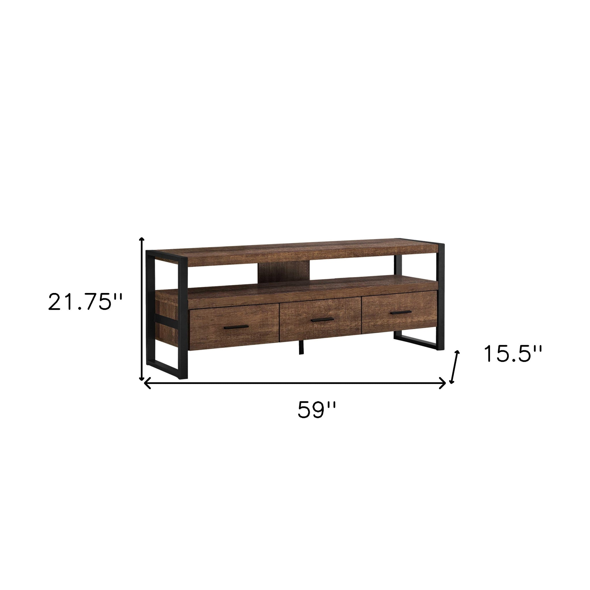 59" Brown and Black Cabinet Enclosed Storage TV Stand-8