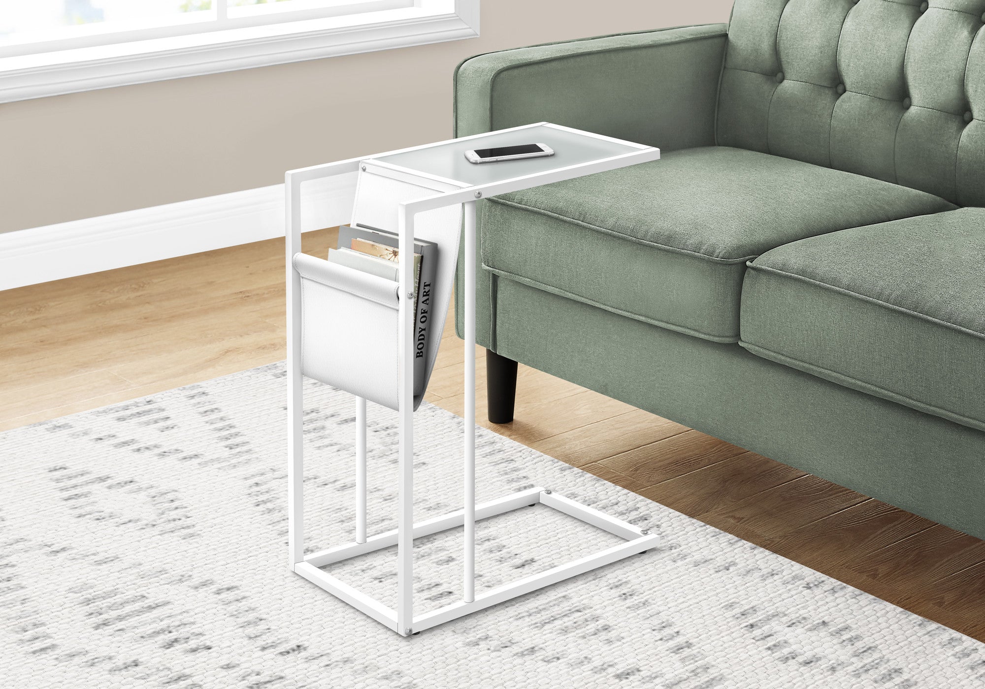 White Modern Metal And Glass Tv Table-4