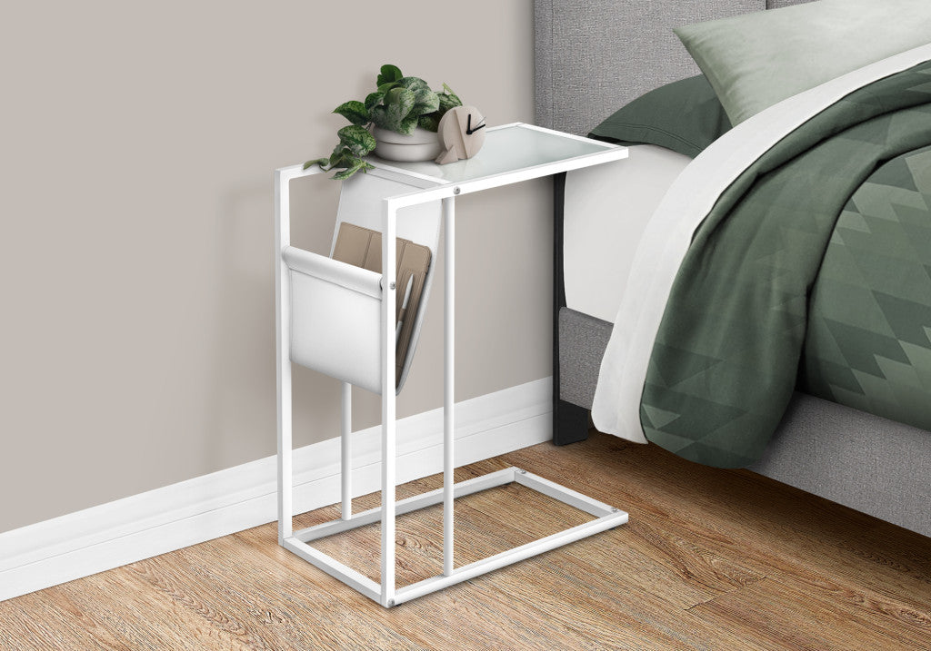 White Modern Metal And Glass Tv Table-2