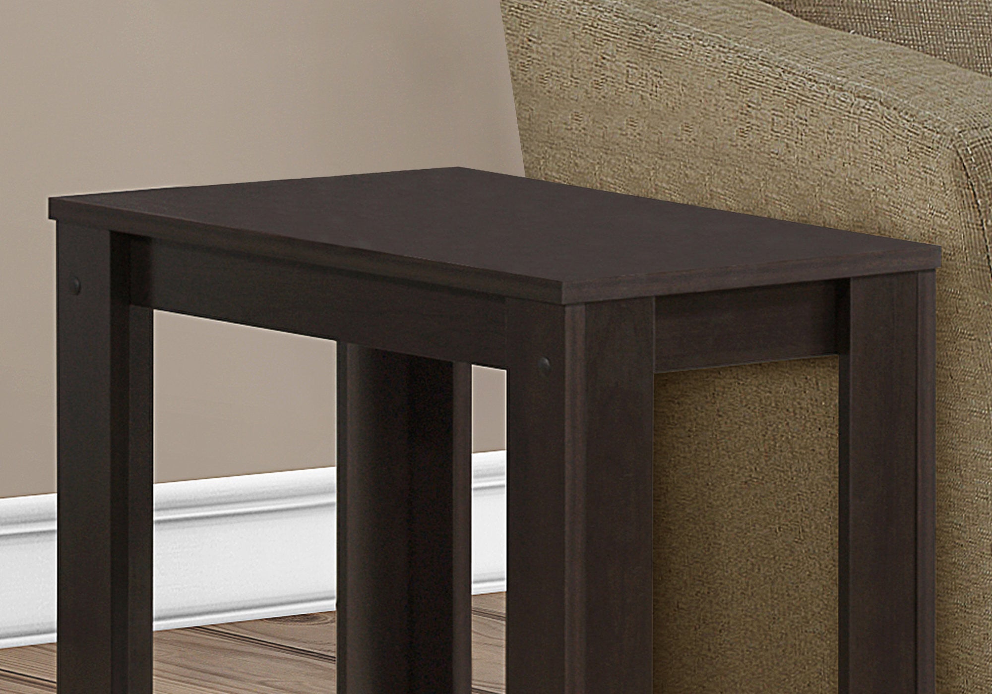 22" Dark Brown Wood End Table With Shelf-5