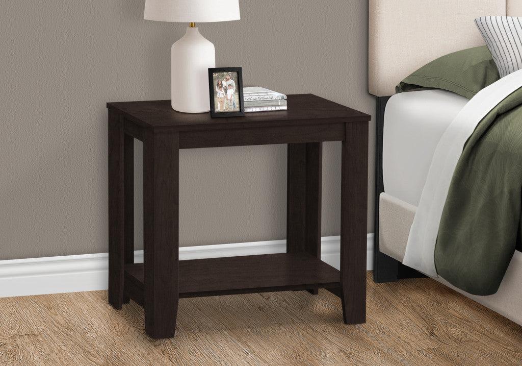 22" Dark Brown Wood End Table With Shelf-4