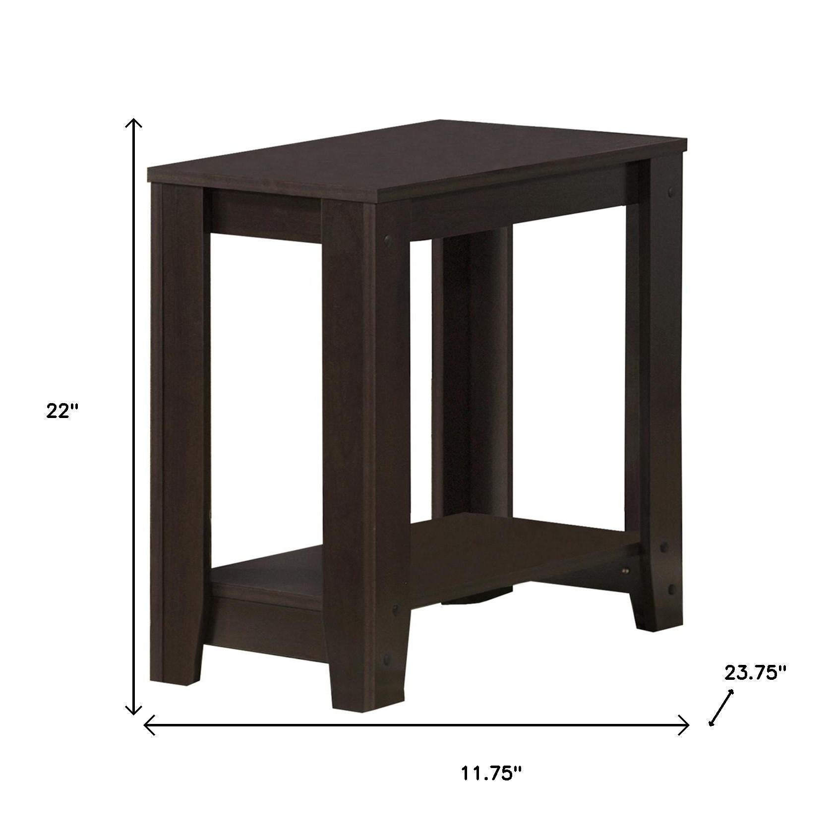 22" Dark Brown Wood End Table With Shelf-7