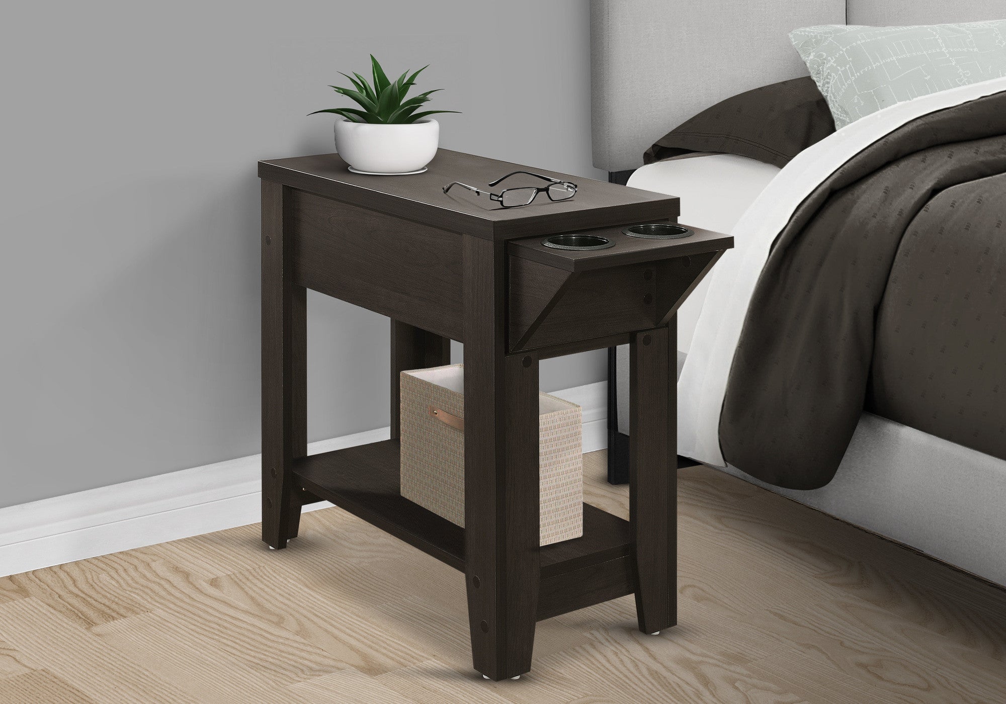 23" Brown Wood End Table With Shelf-4