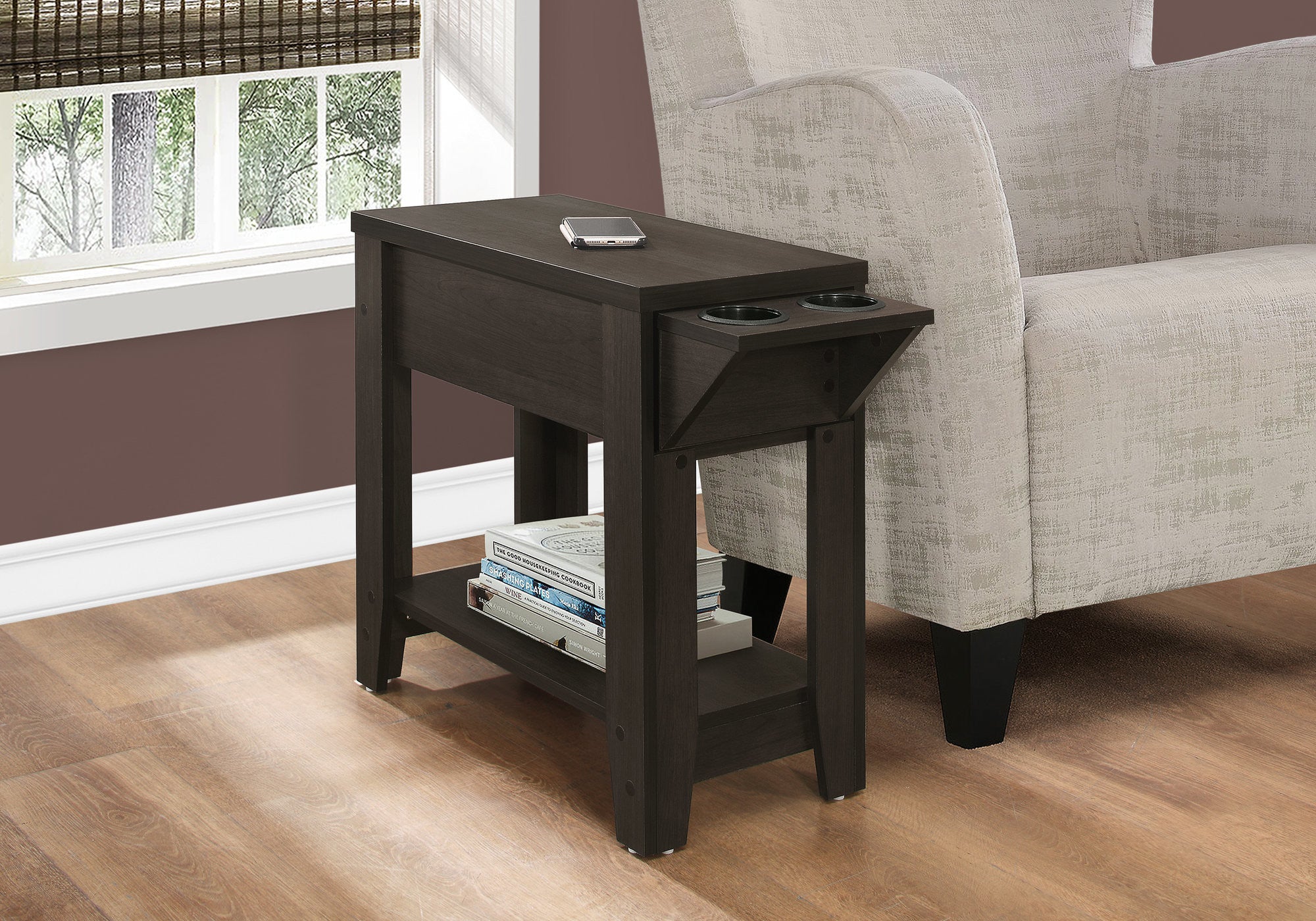 23" Brown Wood End Table With Shelf-5
