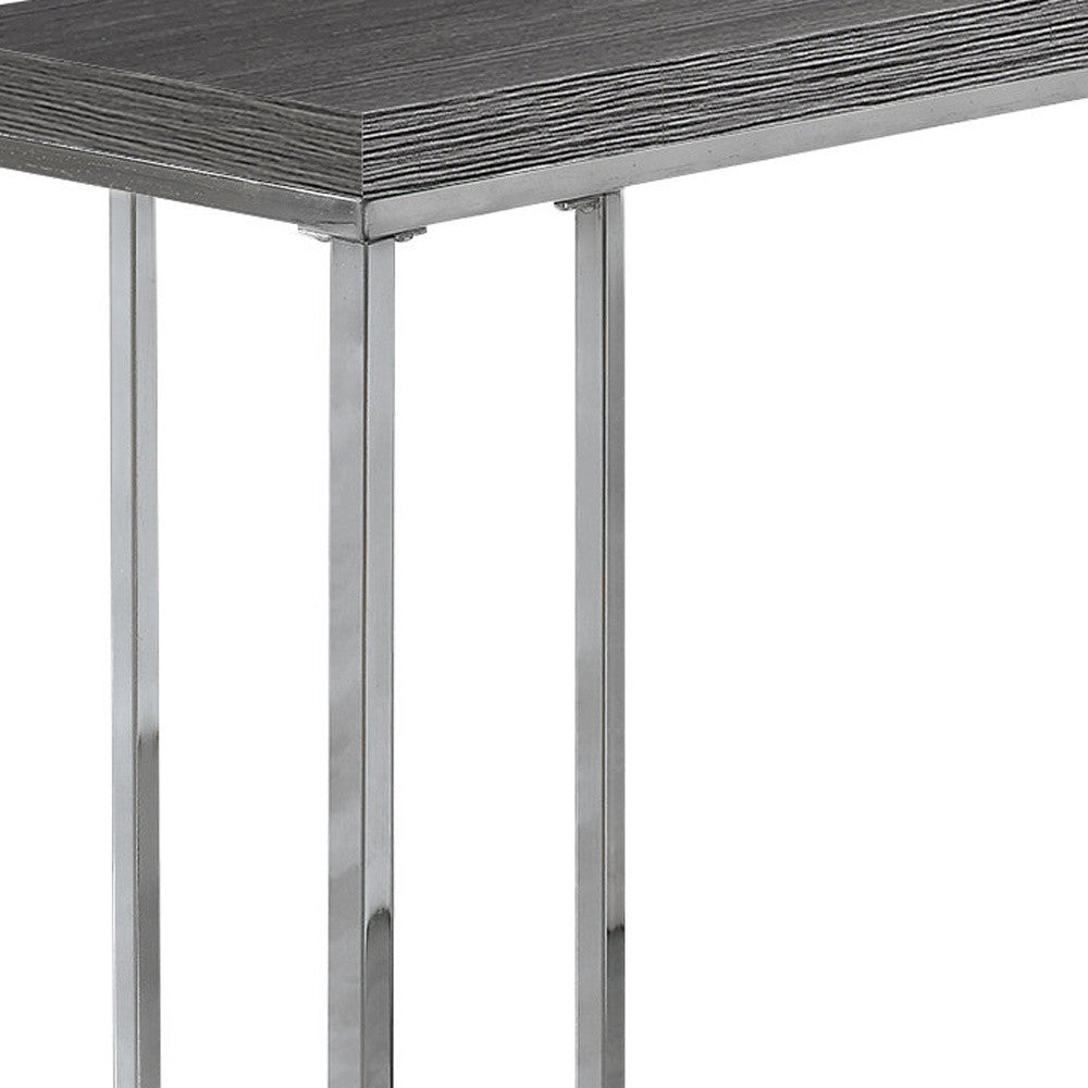 18.25" X 10.25" X 25.25" Grey Particle Board Metal  Accent Table-0