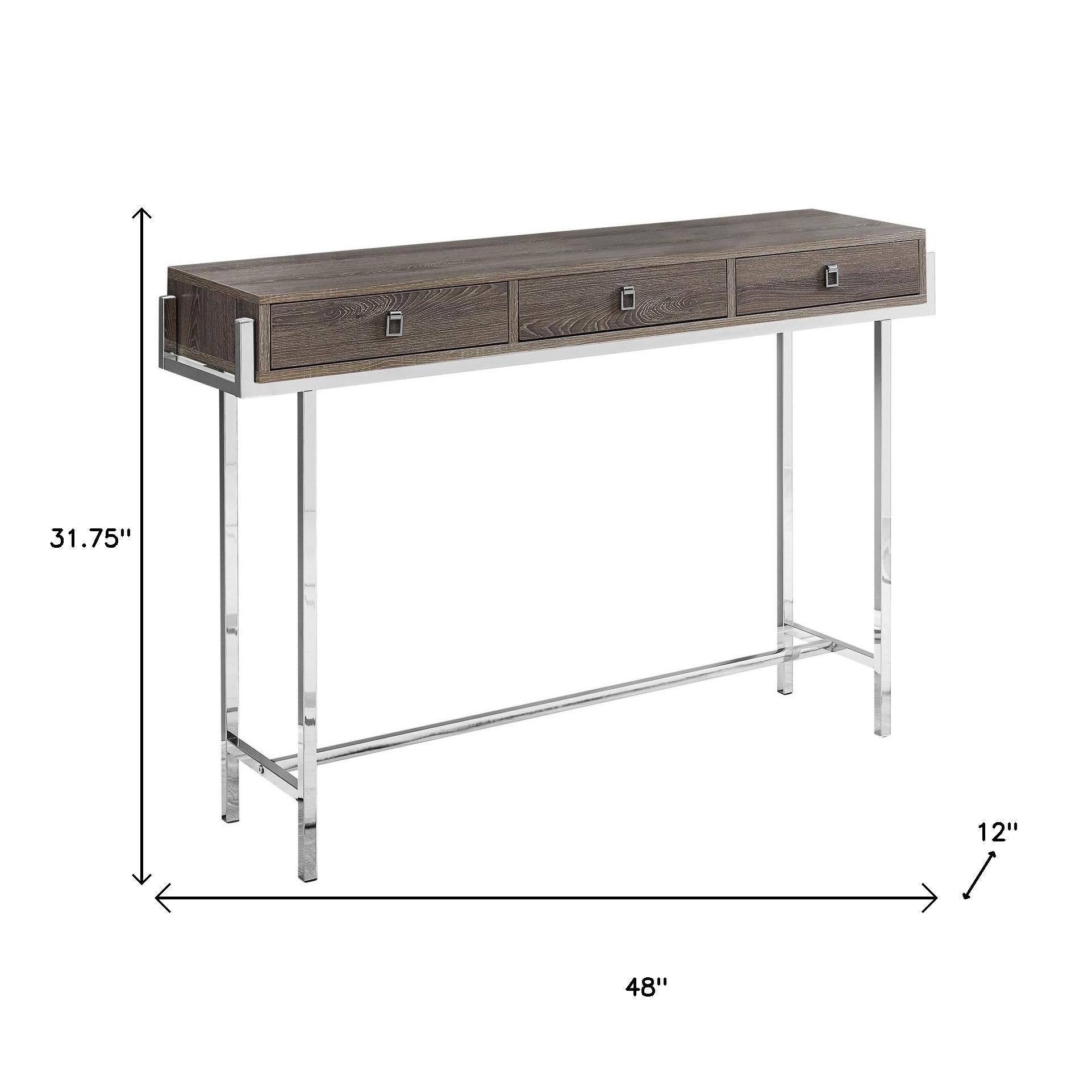 48" Taupe and Silver Console Table And Drawers-7