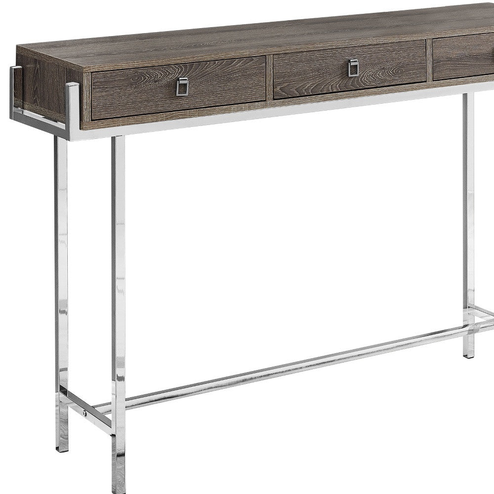 48" Taupe and Silver Console Table And Drawers-3