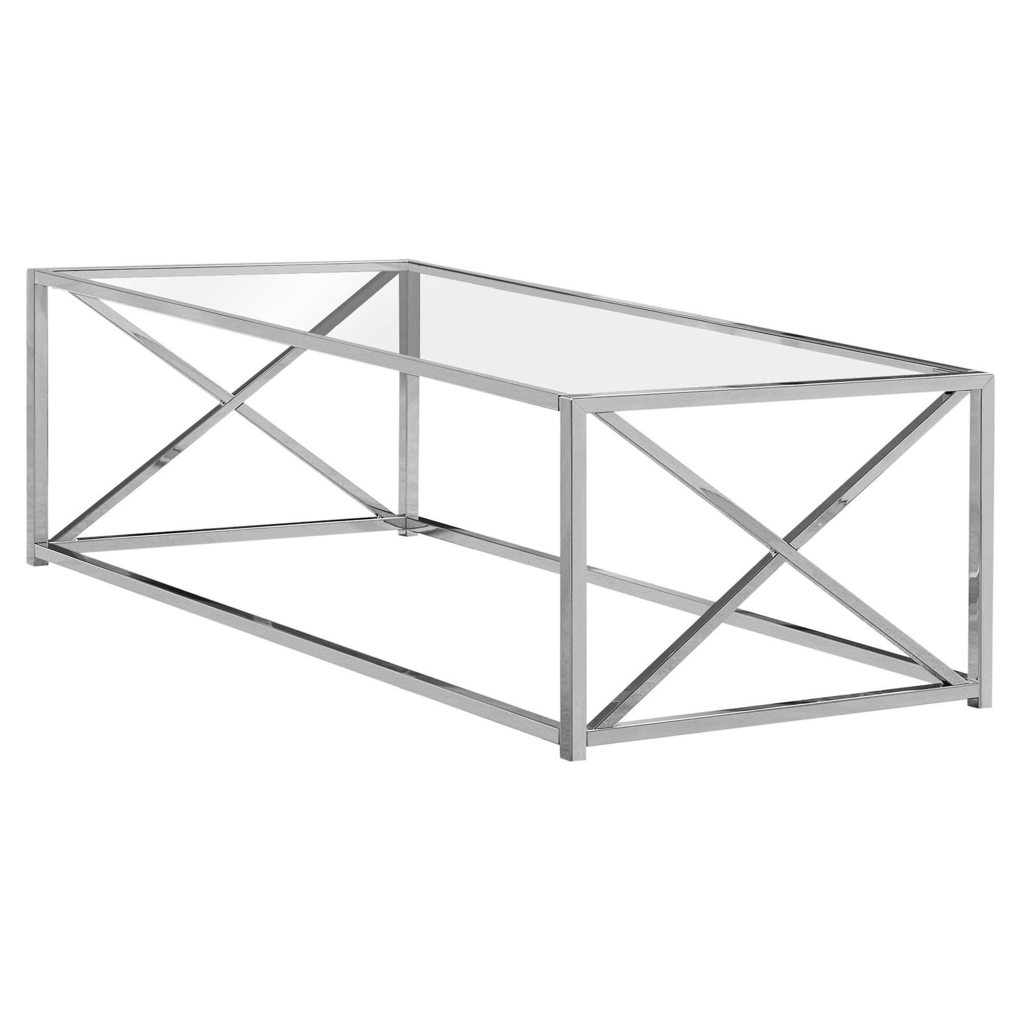 22" Clear And Silver Glass And Iron Coffee Table-1