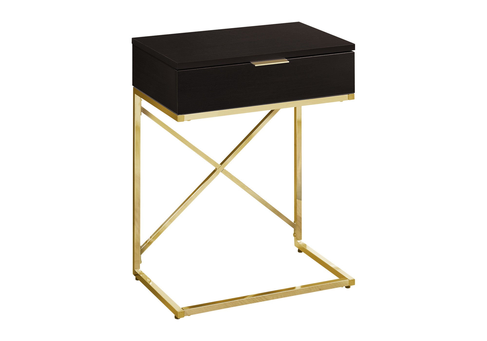 24" Gold And Black Wood And Metal End Table With Drawer-1