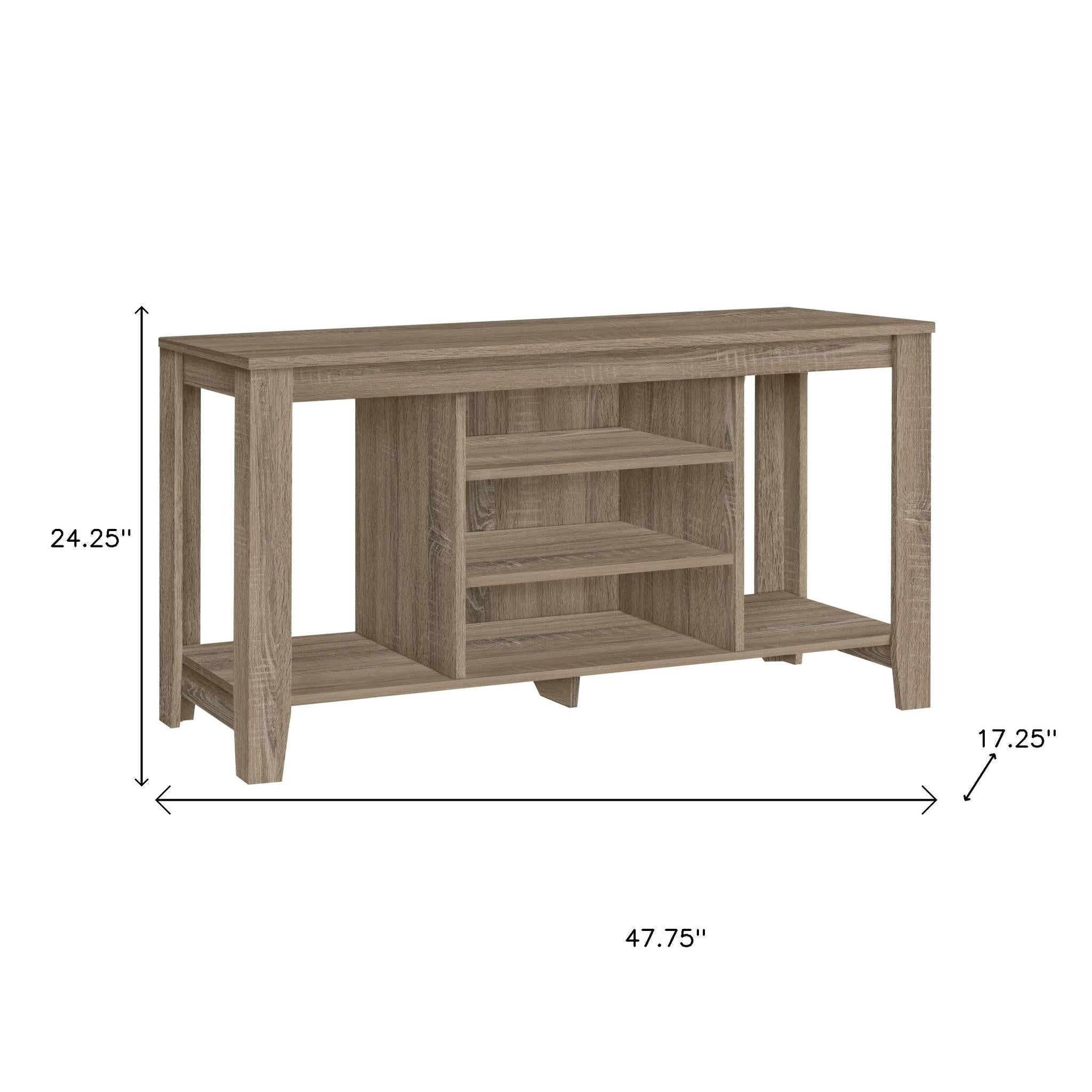 48" Taupe Wood Open Shelving TV Stand-6