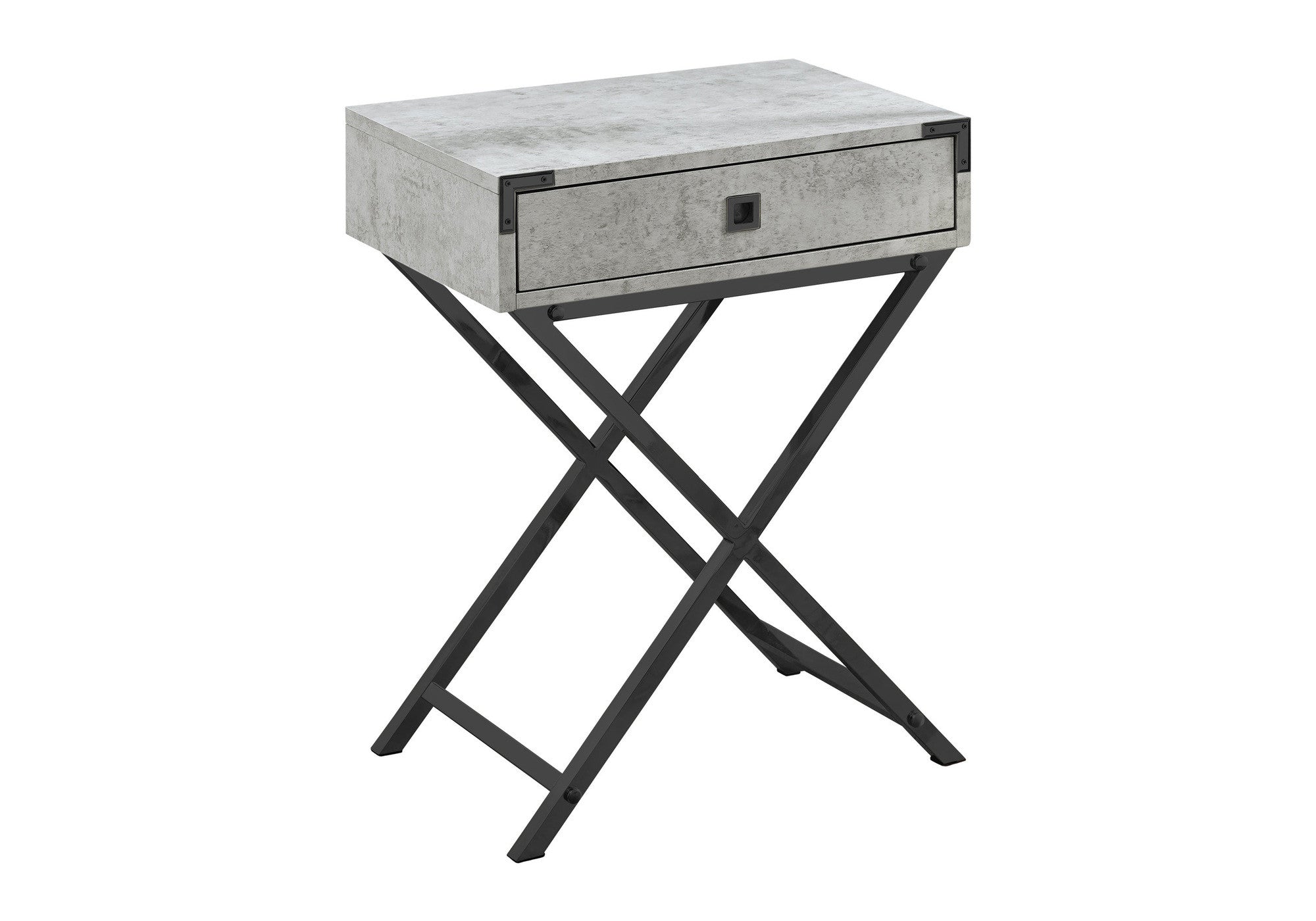 24" Black And Gray Wood And Metal End Table With Drawer-1
