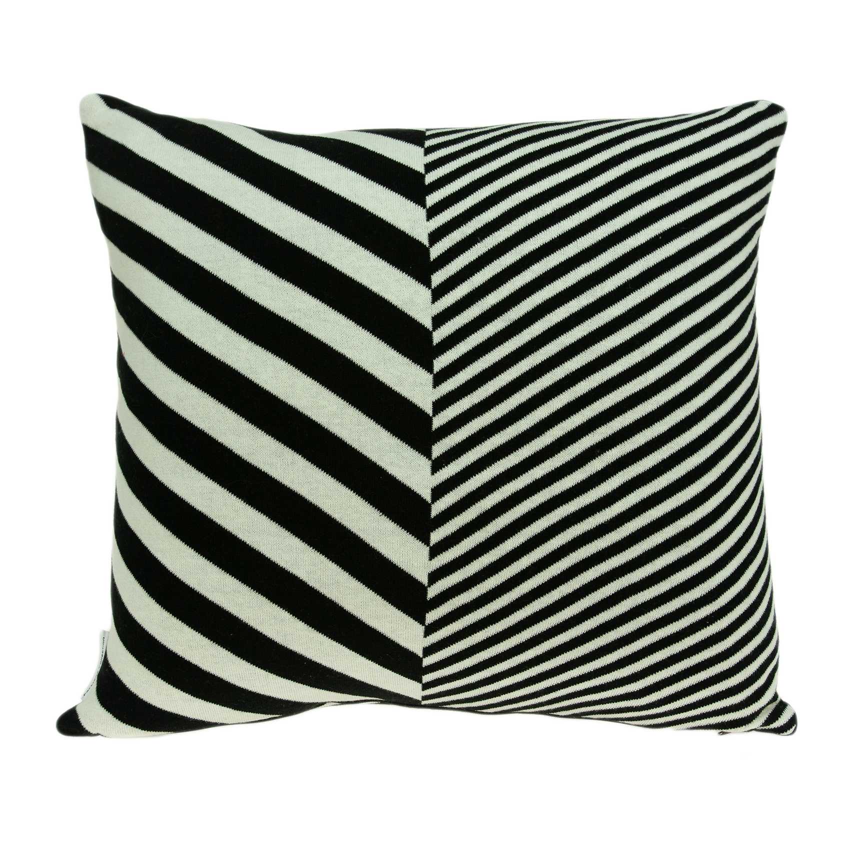 18" X 5" X 18" Transitional White & Black Pillow Cover With Poly Insert-1