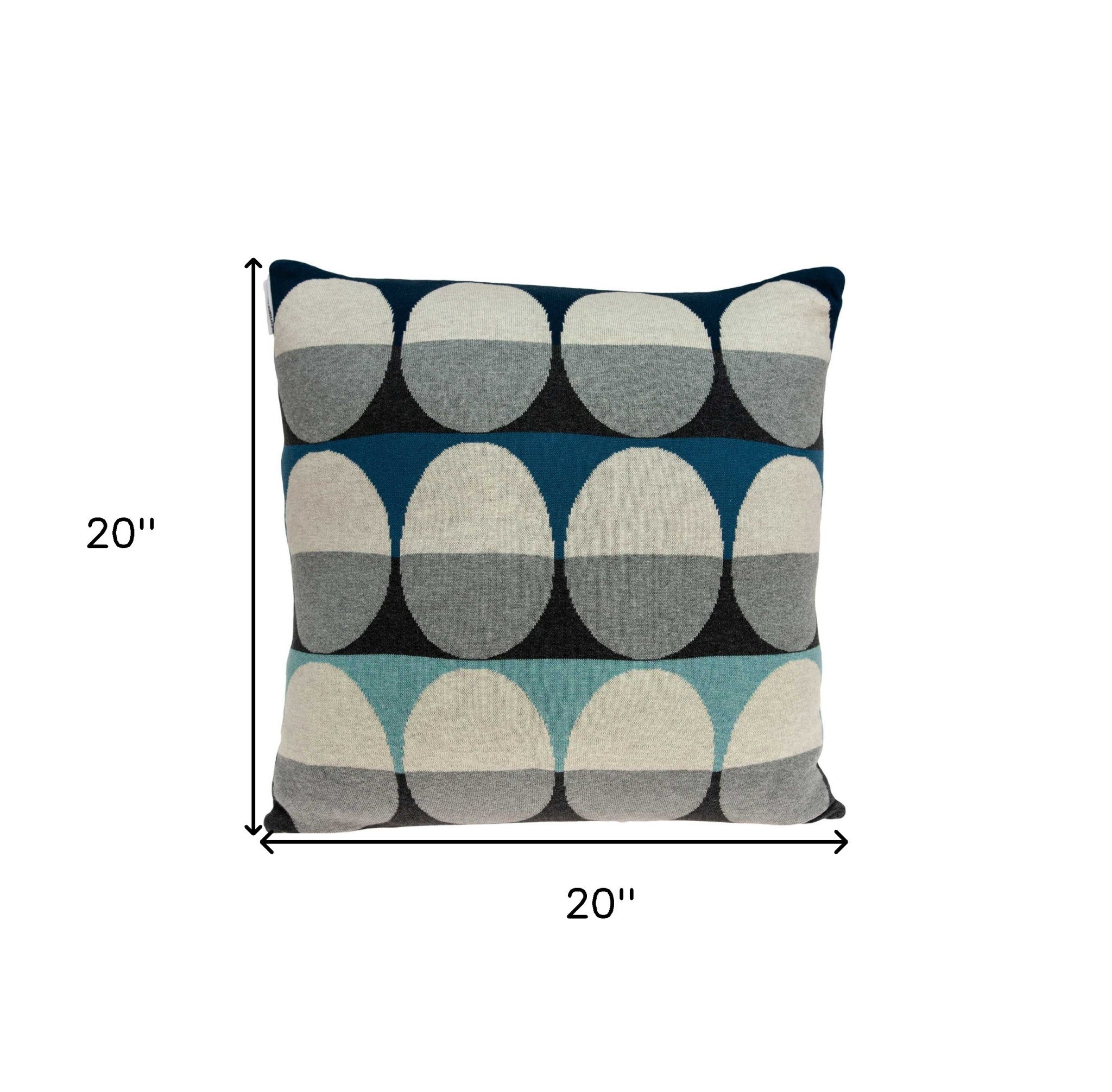 20" X 7" X 20" Transitional Gray And Blue Pillow Cover With Poly Insert-2