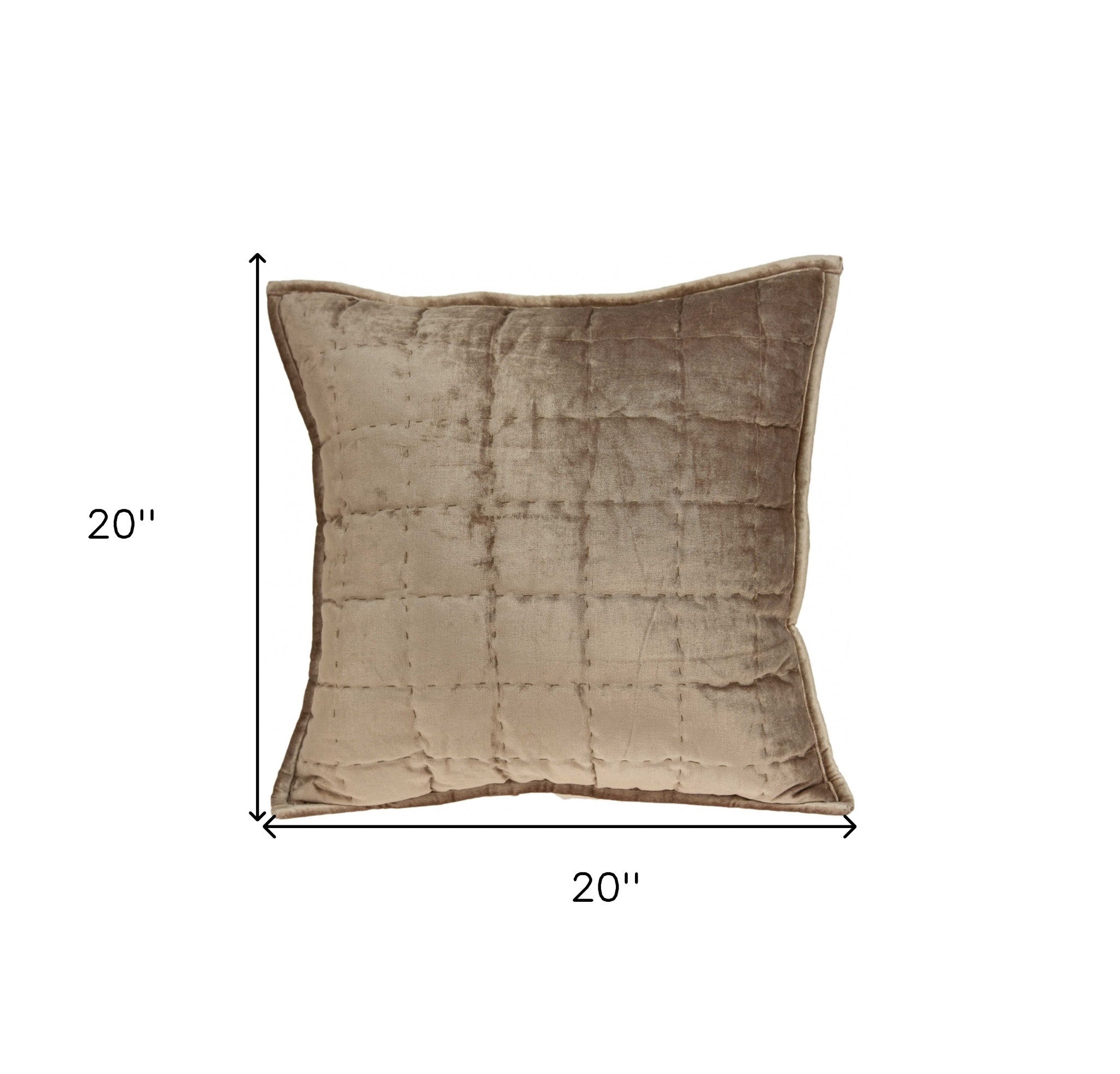 20" X 7" X 20" Transitional Taupe Solid Quilted Pillow Cover With Poly Insert-2