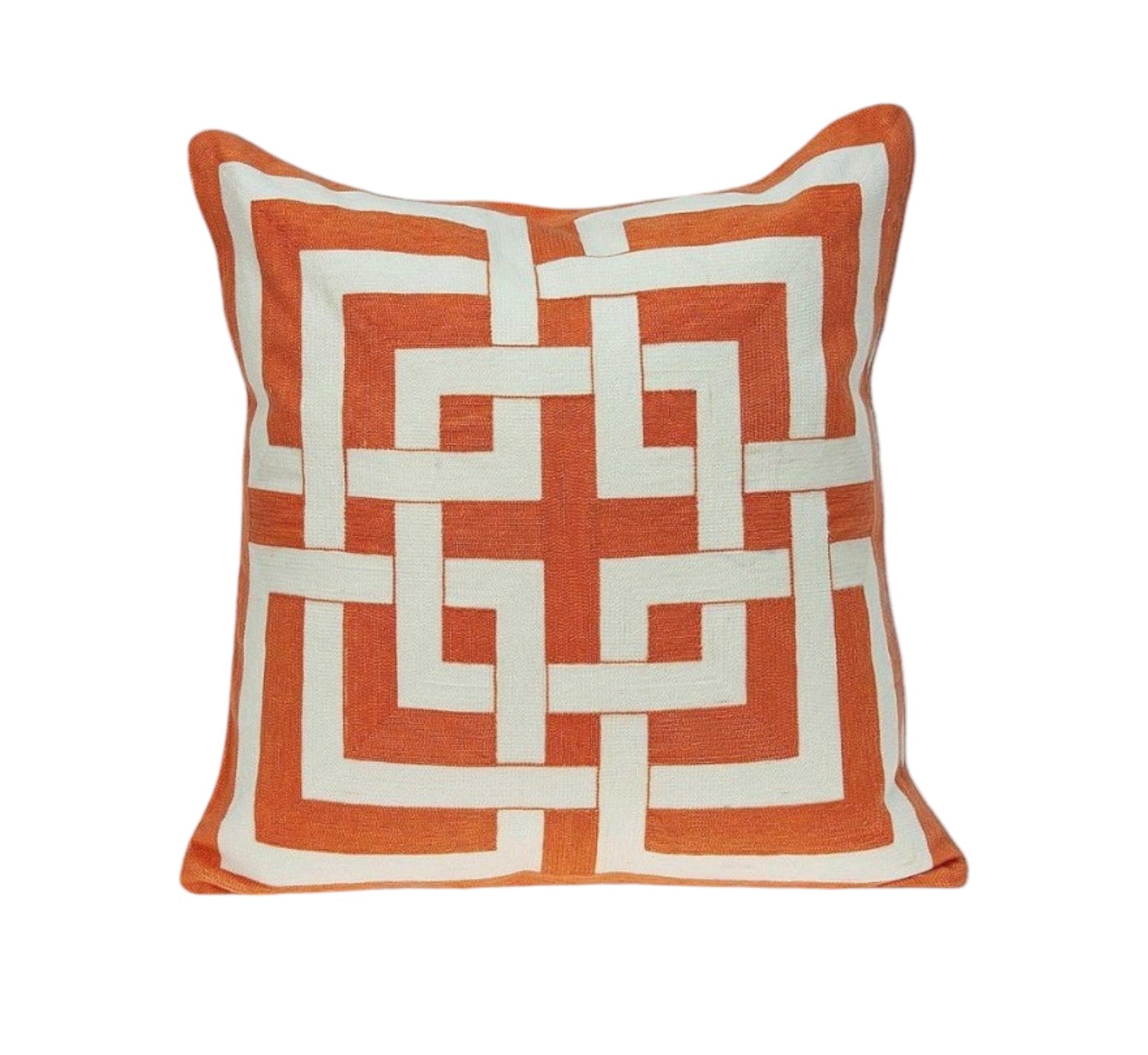 20" X 7" X 20" Transitional Orange And Off White Pillow Cover With Poly Insert-0