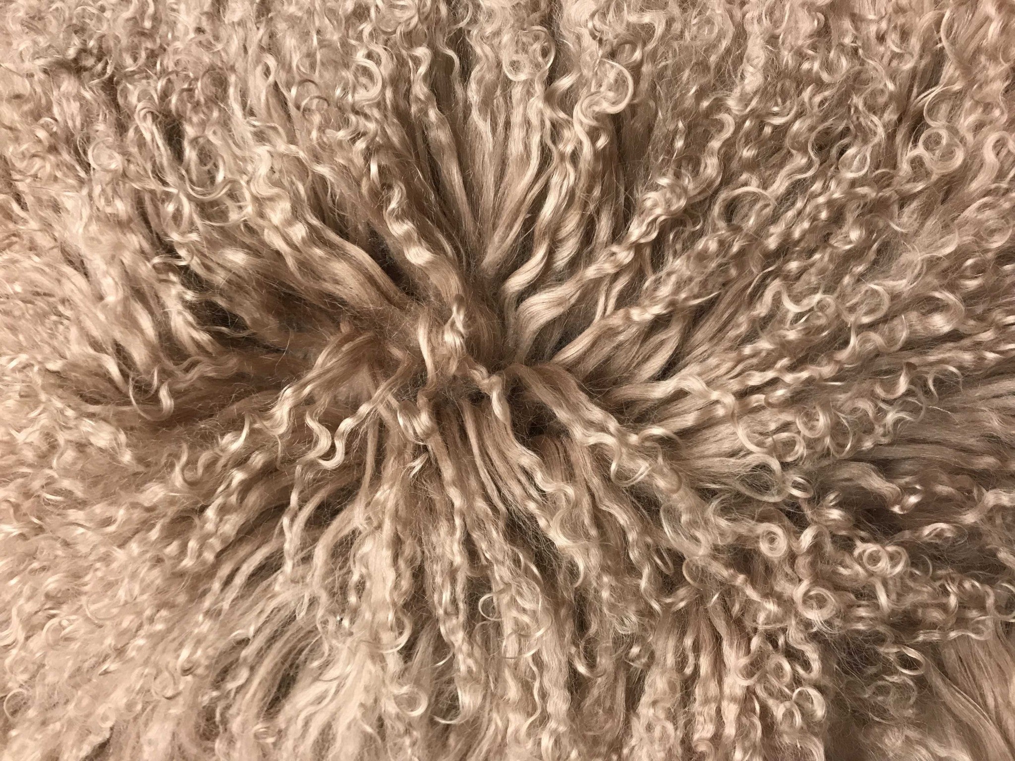 24" Beige Genuine Tibetan Lamb Fur Pillow With Microsuede Backing-5