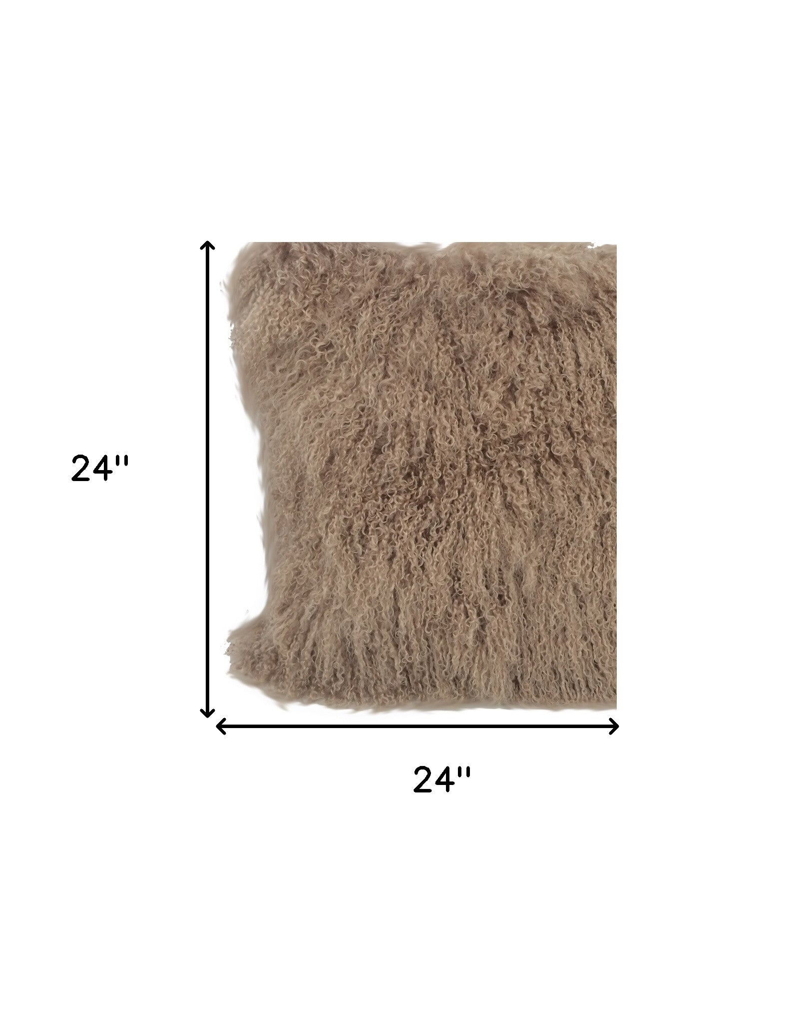 24" Beige Genuine Tibetan Lamb Fur Pillow With Microsuede Backing-4