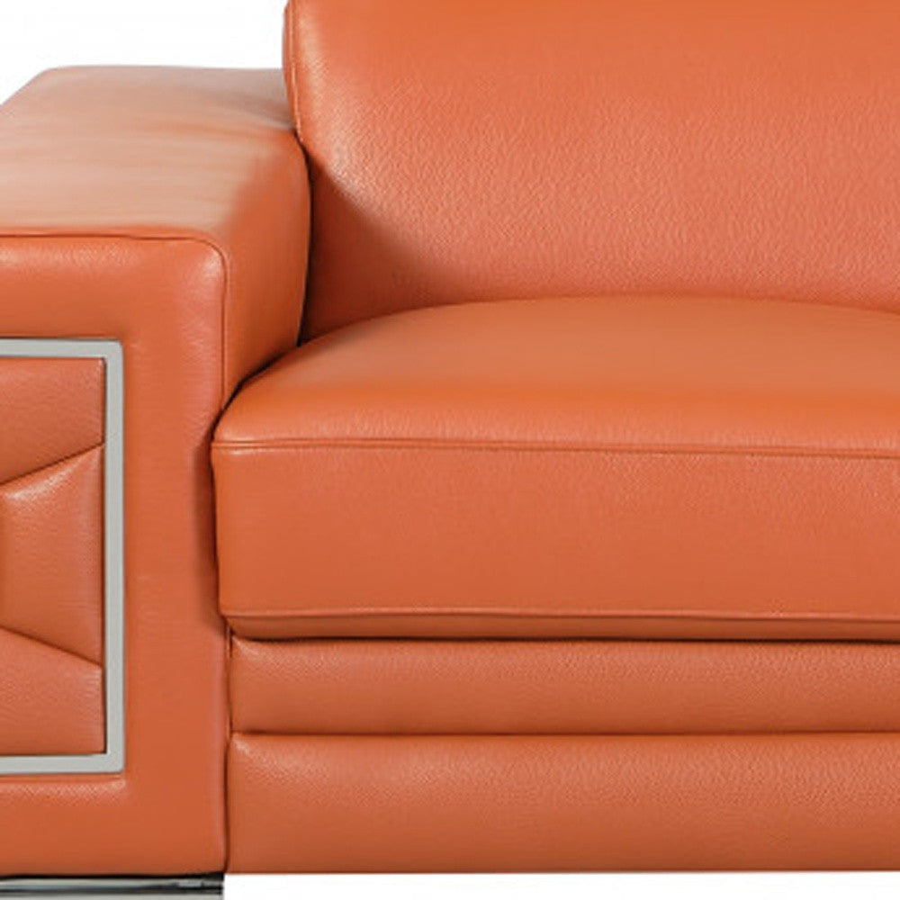 Two Piece Indoor Camel Italian Leather Five Person Seating Set-6