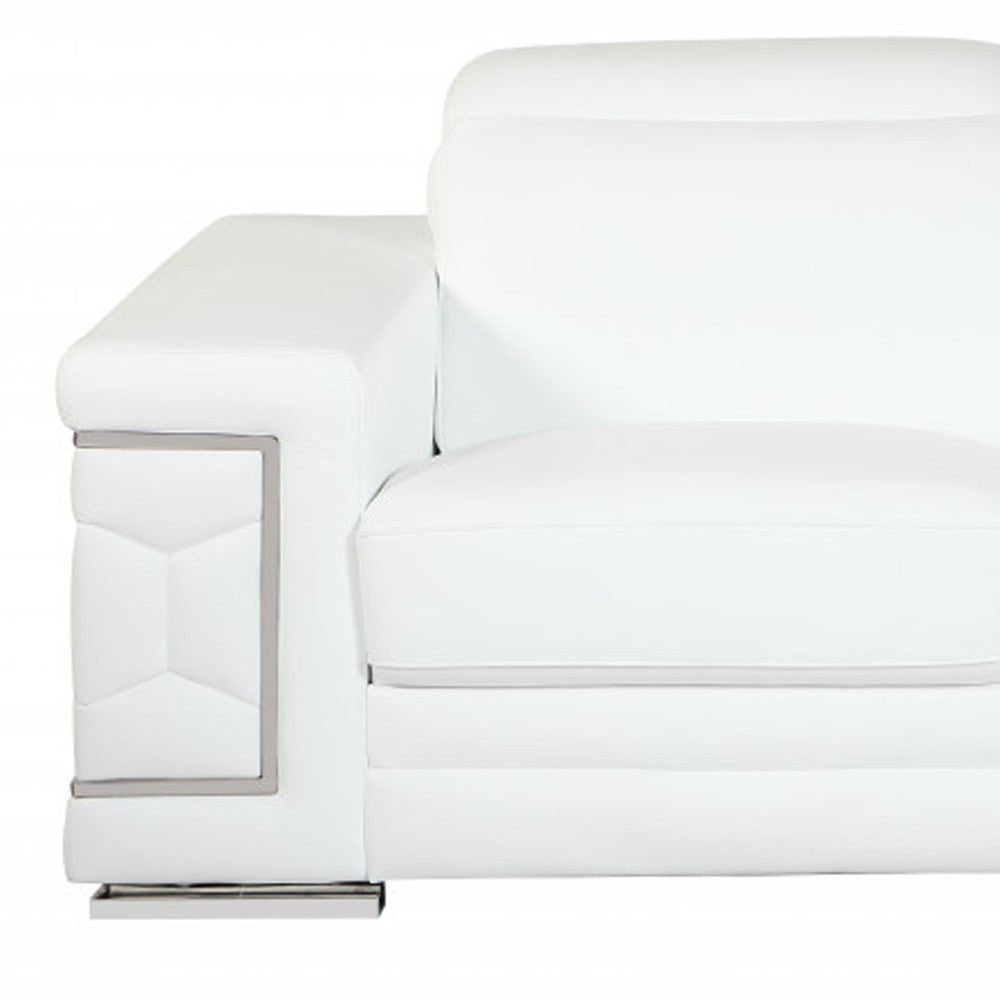 Two Piece Indoor White Italian Leather Five Person Seating Set-7