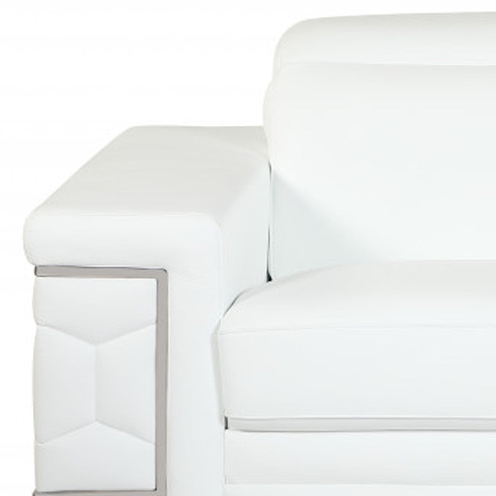 Two Piece Indoor White Italian Leather Five Person Seating Set-6