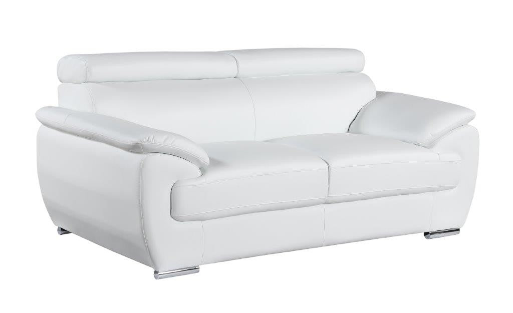 Two Piece Indoor White Genuine Leather Five Person Seating Set-5