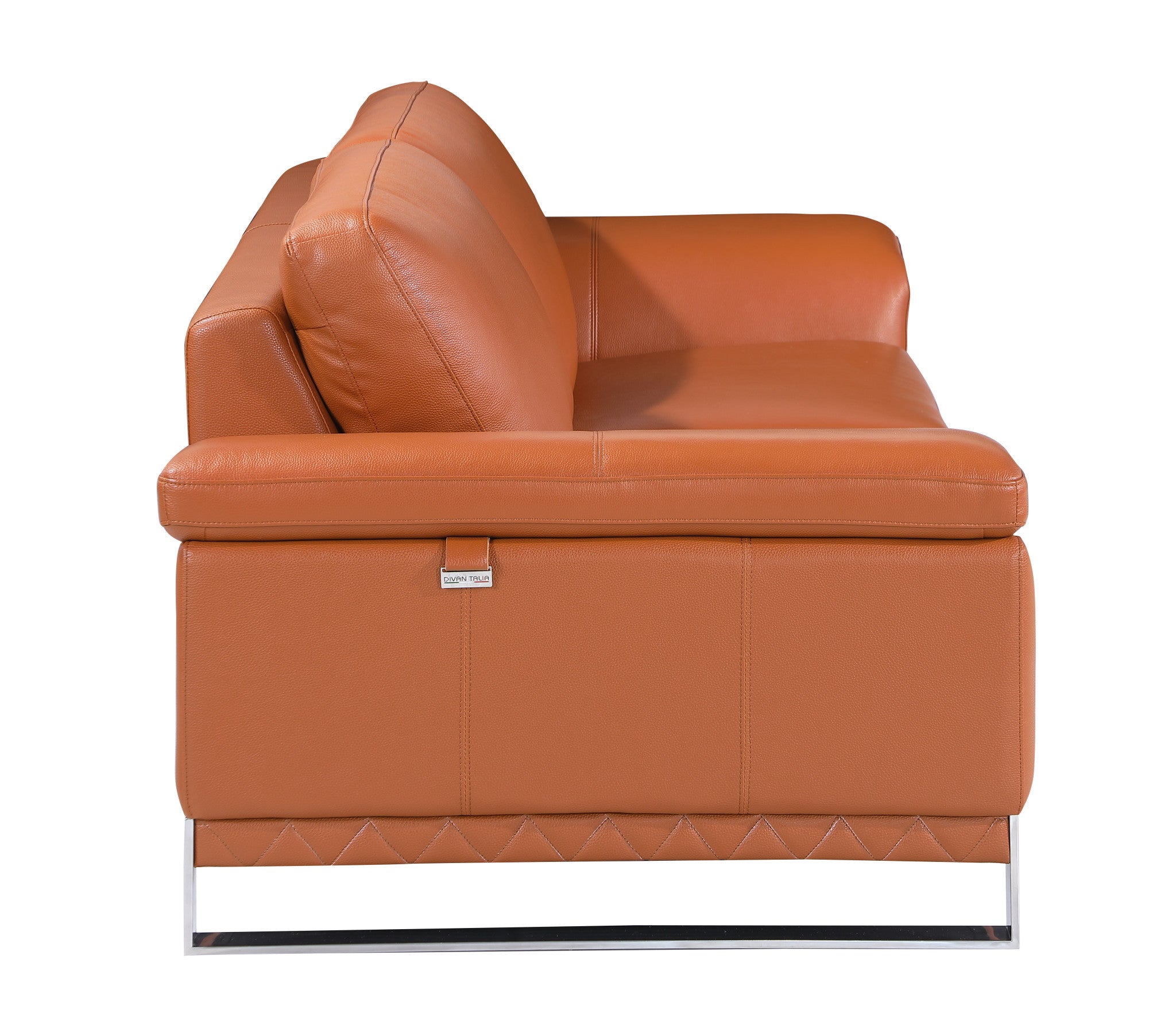 Two Piece Indoor Camel Italian Leather Five Person Seating Set-4