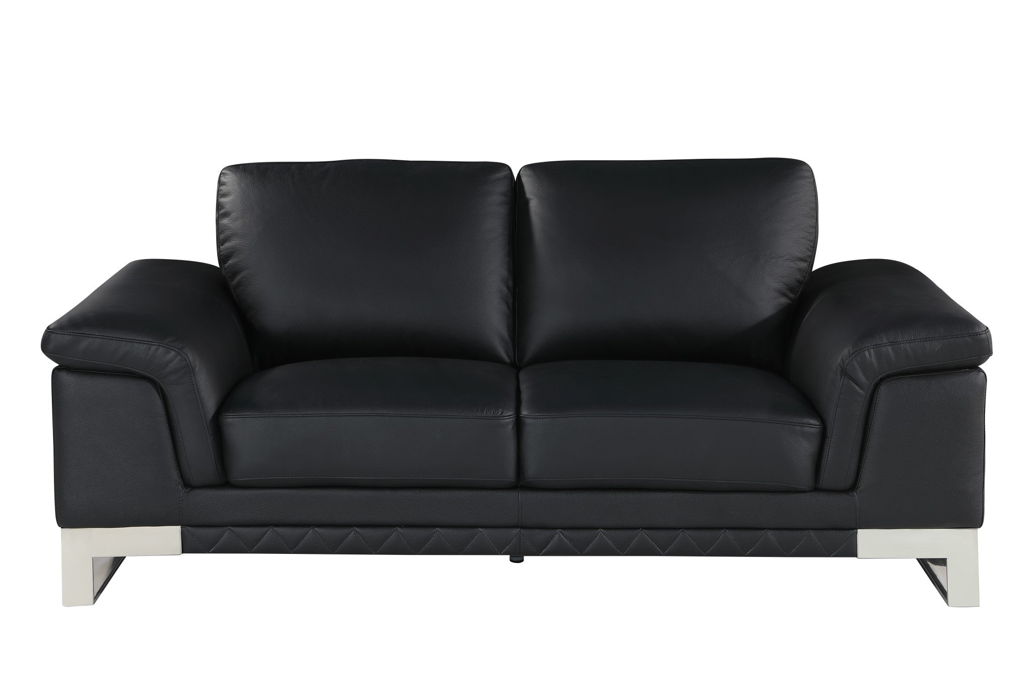 Two Piece Indoor Black Italian Leather Five Person Seating Set-2