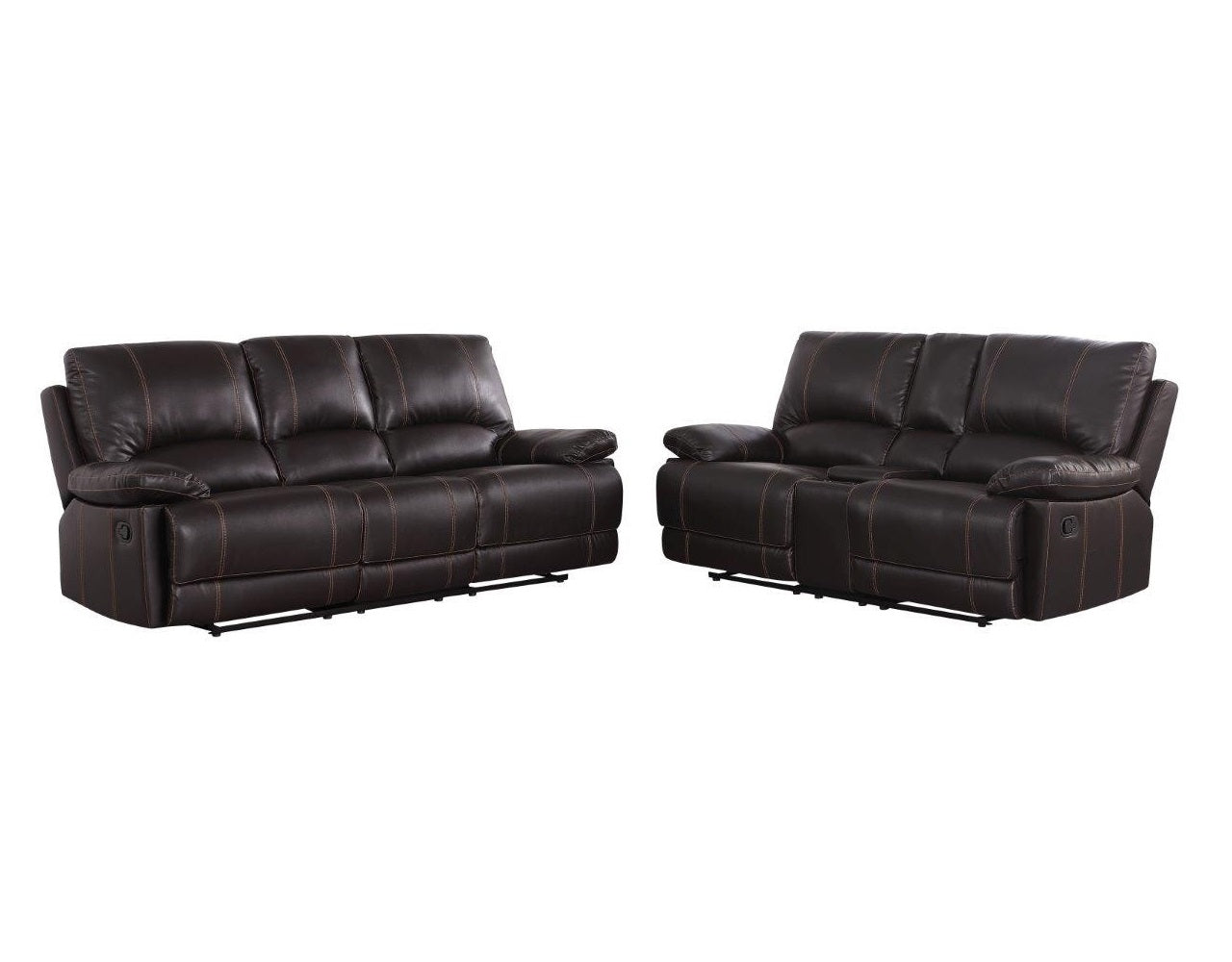 Two Piece Indoor Brown Faux Leather Five Person Seating Set-0