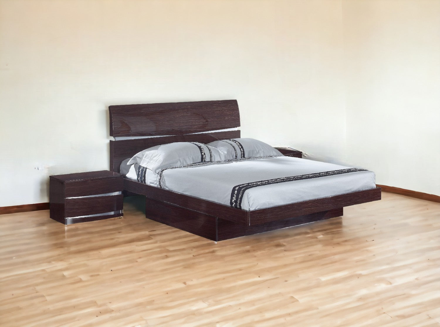 Solid Wood King Wood Brown Bed-1