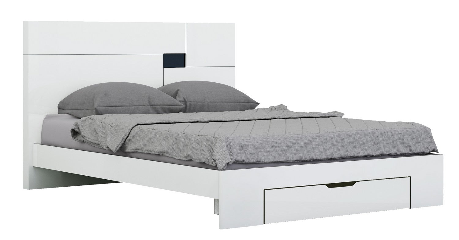 White Solid Wood Queen Bed Frame-0
