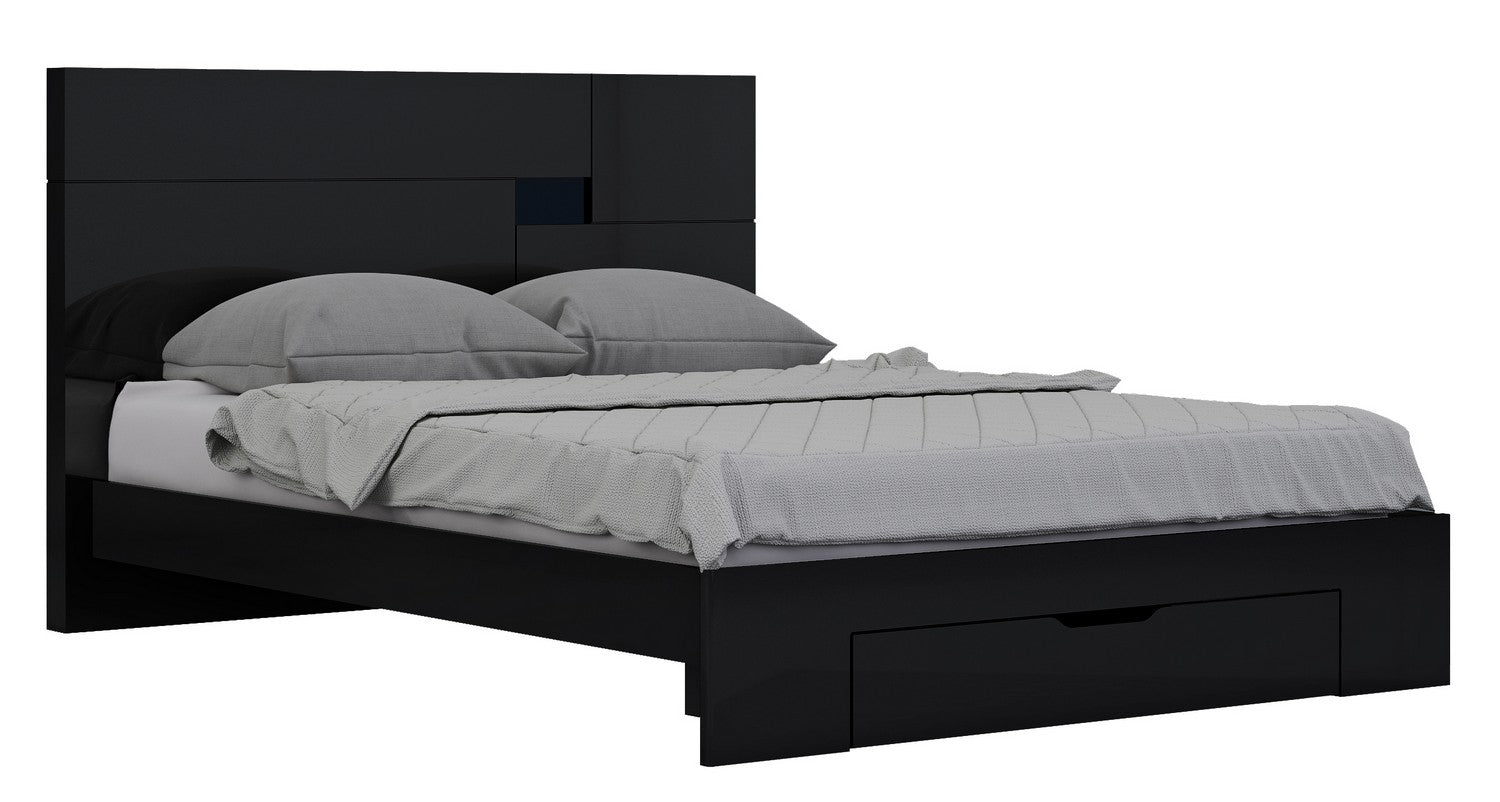 Black Solid Wood Queen Bed Frame-0