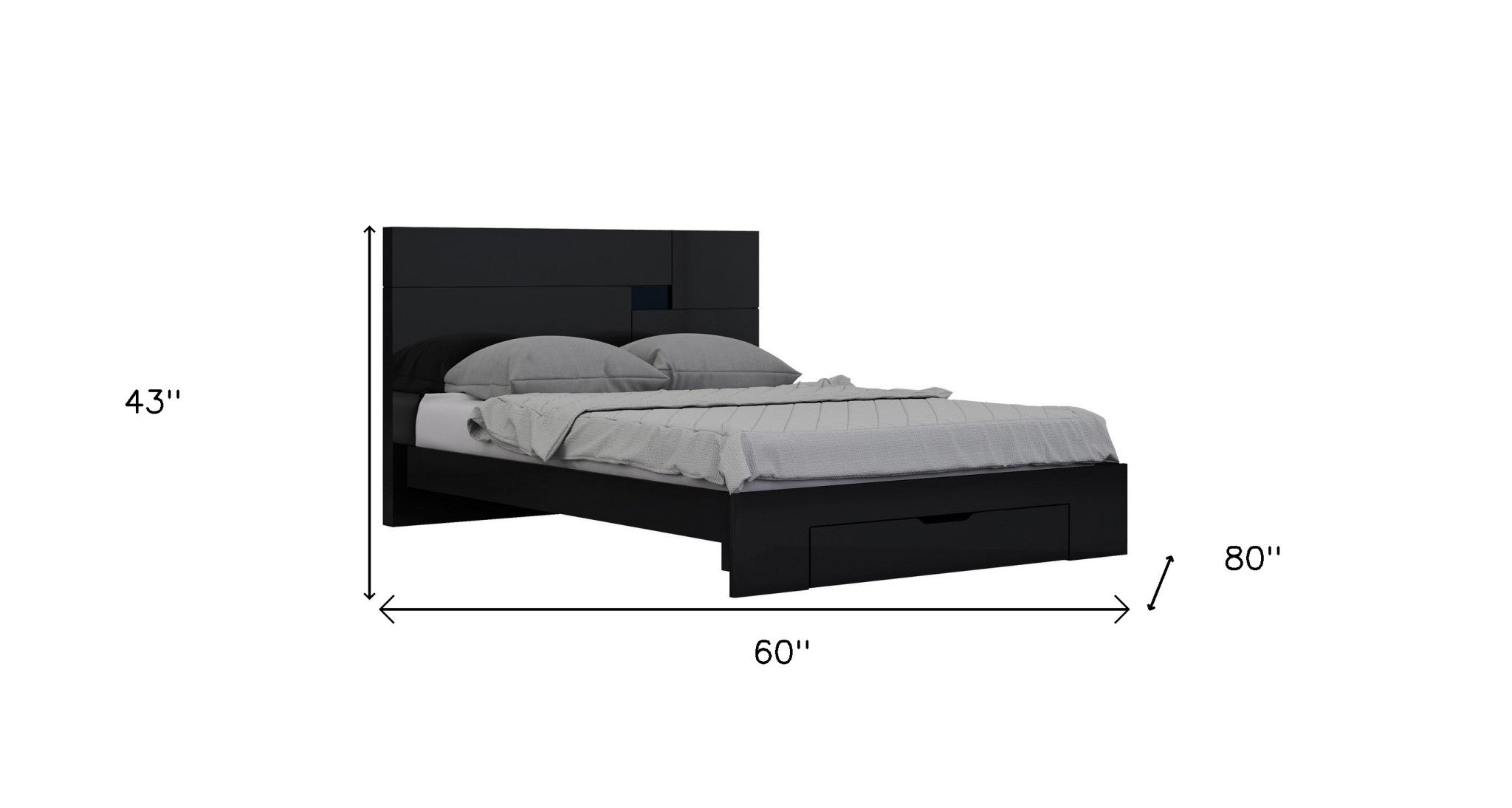 Black Solid Wood Queen Bed Frame-4