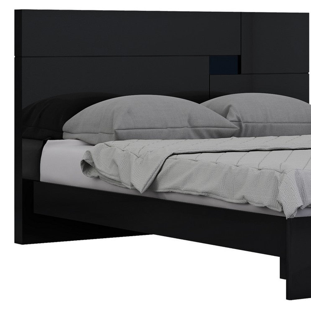 Black Solid Wood Queen Bed Frame-3
