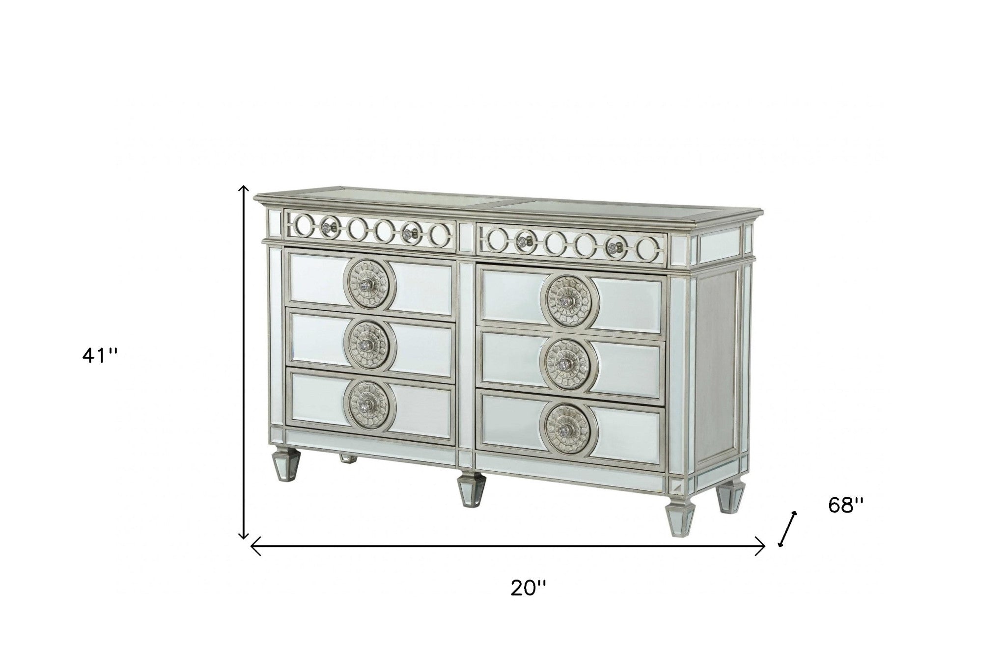 20" Gray Solid Wood Six Drawer Double Dresser-6