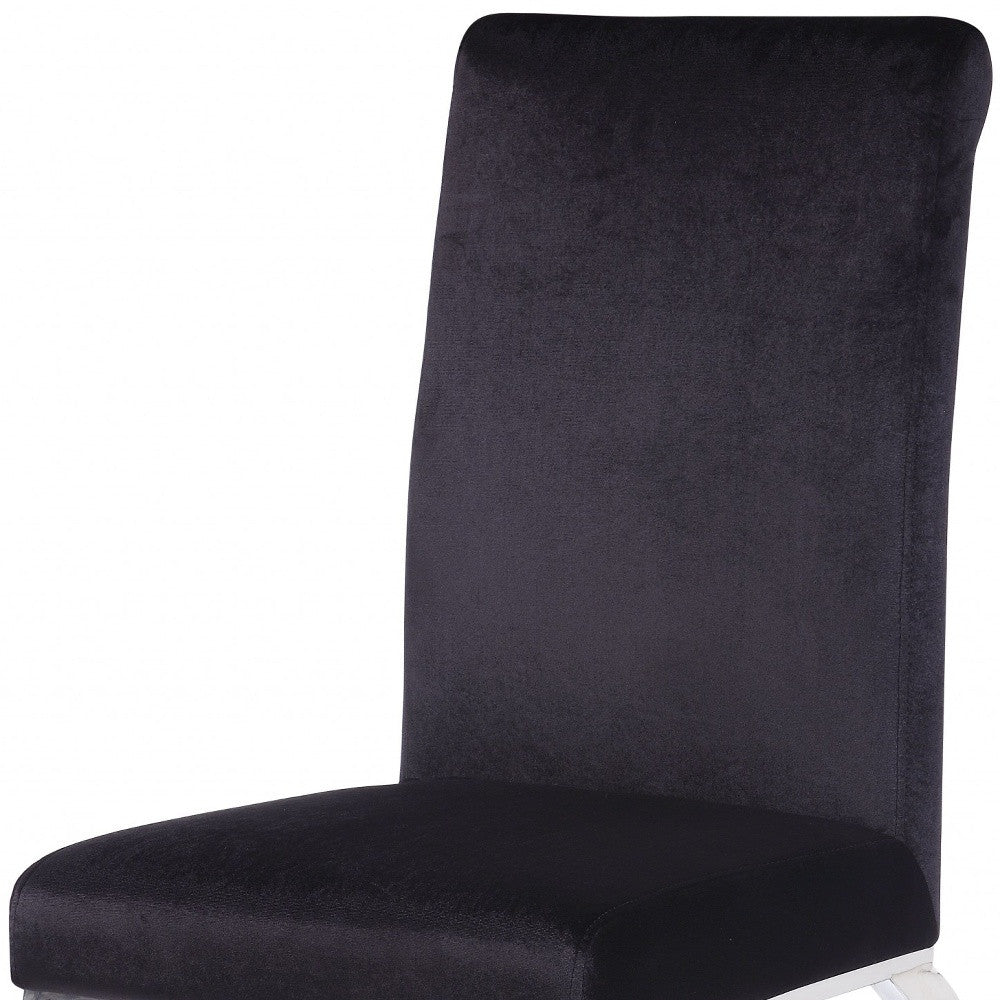 Set of Two Black And Silver Upholstered Fabric Dining Side Chairs-3