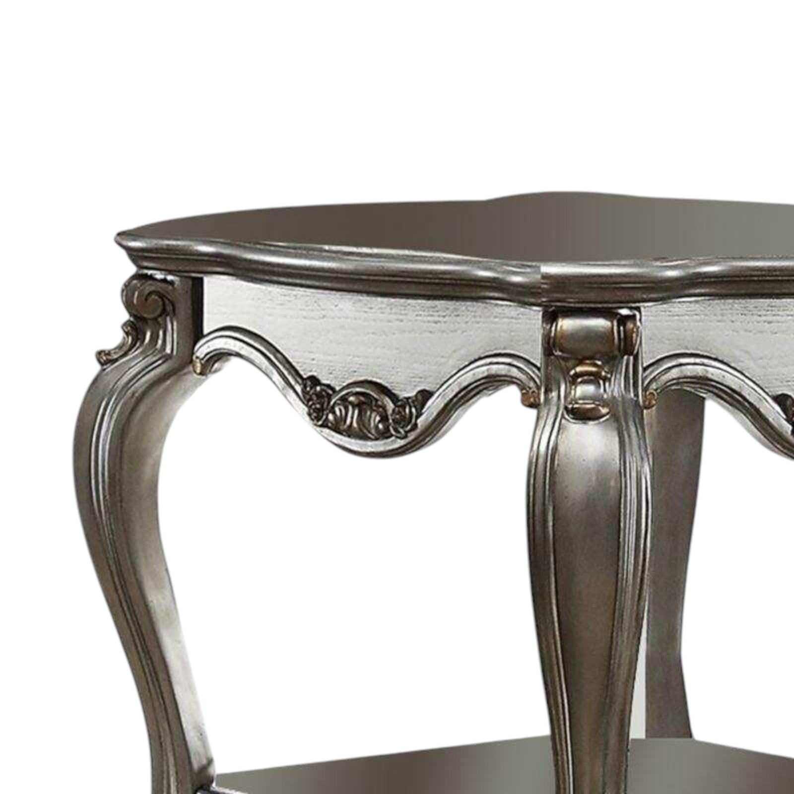 24" Gray Solid Wood End Table With Shelf-2