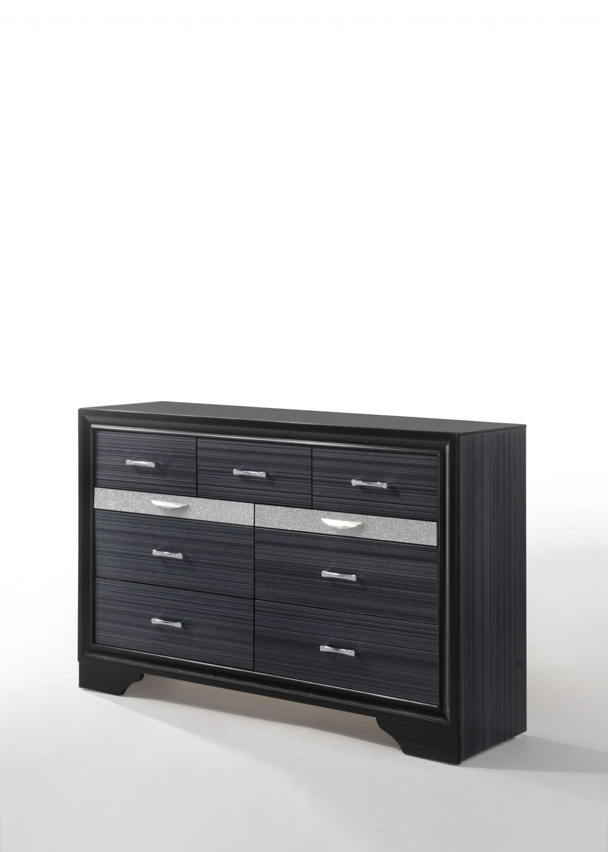 63" Black Manufactured Wood Nine Drawer Gentlemans Chest-2