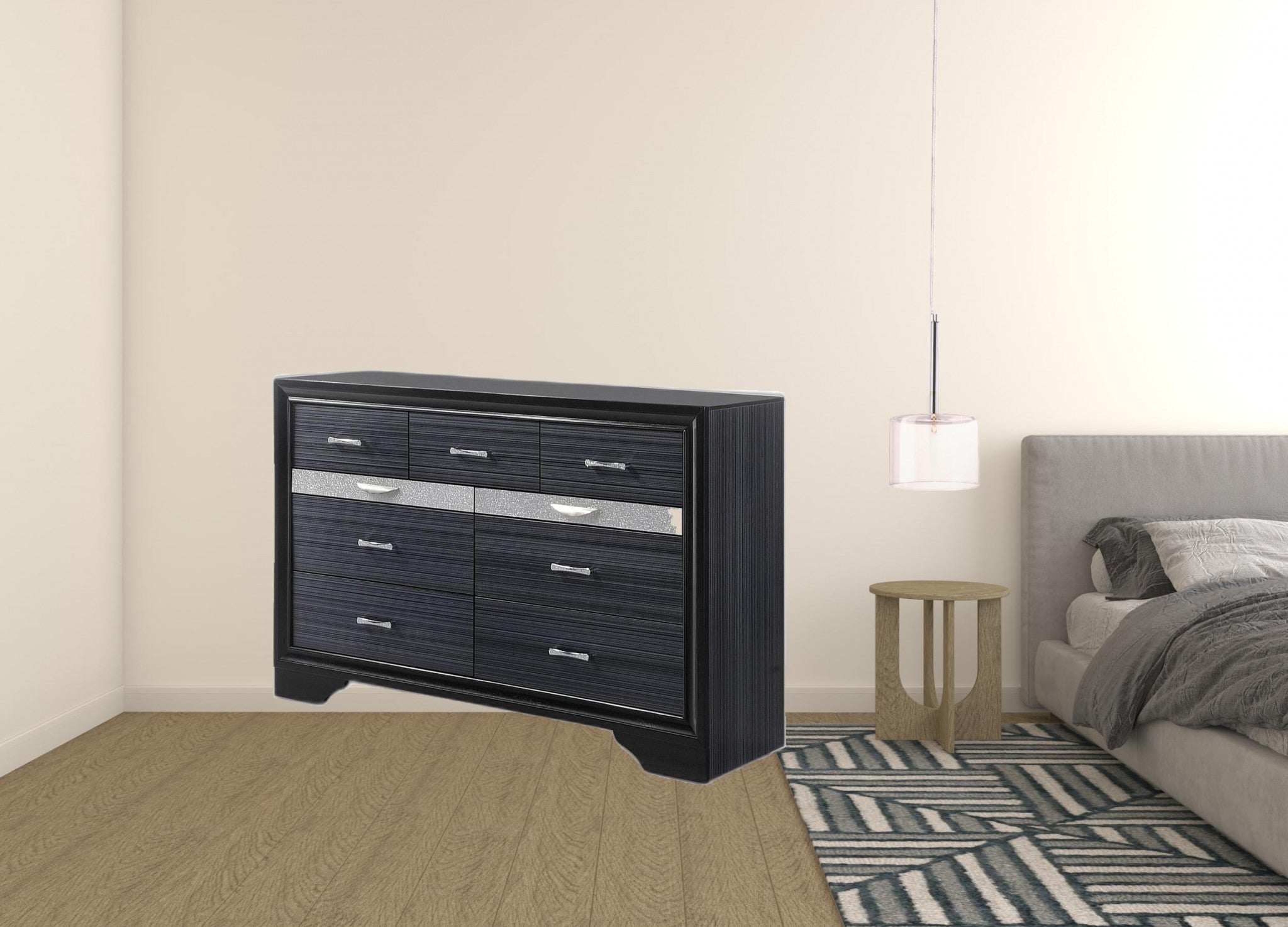 63" Black Manufactured Wood Nine Drawer Gentlemans Chest-1