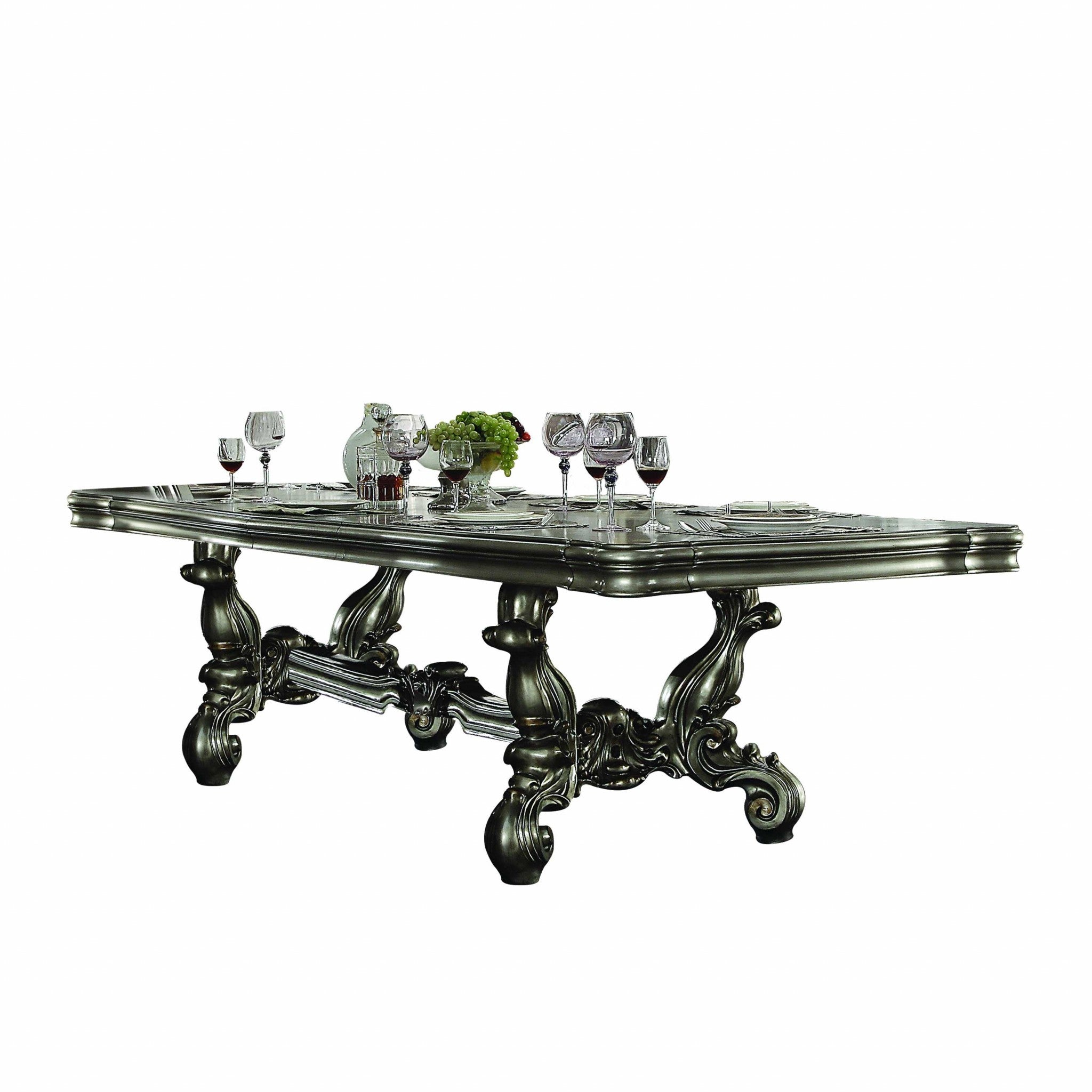 46" Green Solid Wood Trestle Base Dining Table-2