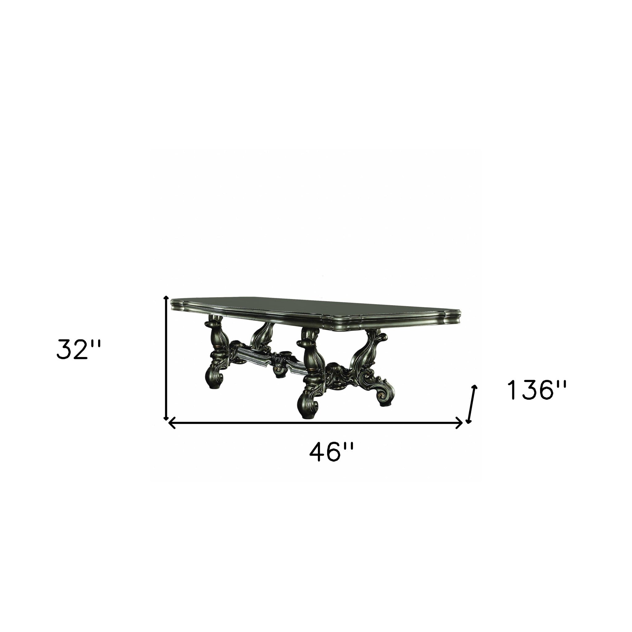 46" Green Solid Wood Trestle Base Dining Table-4
