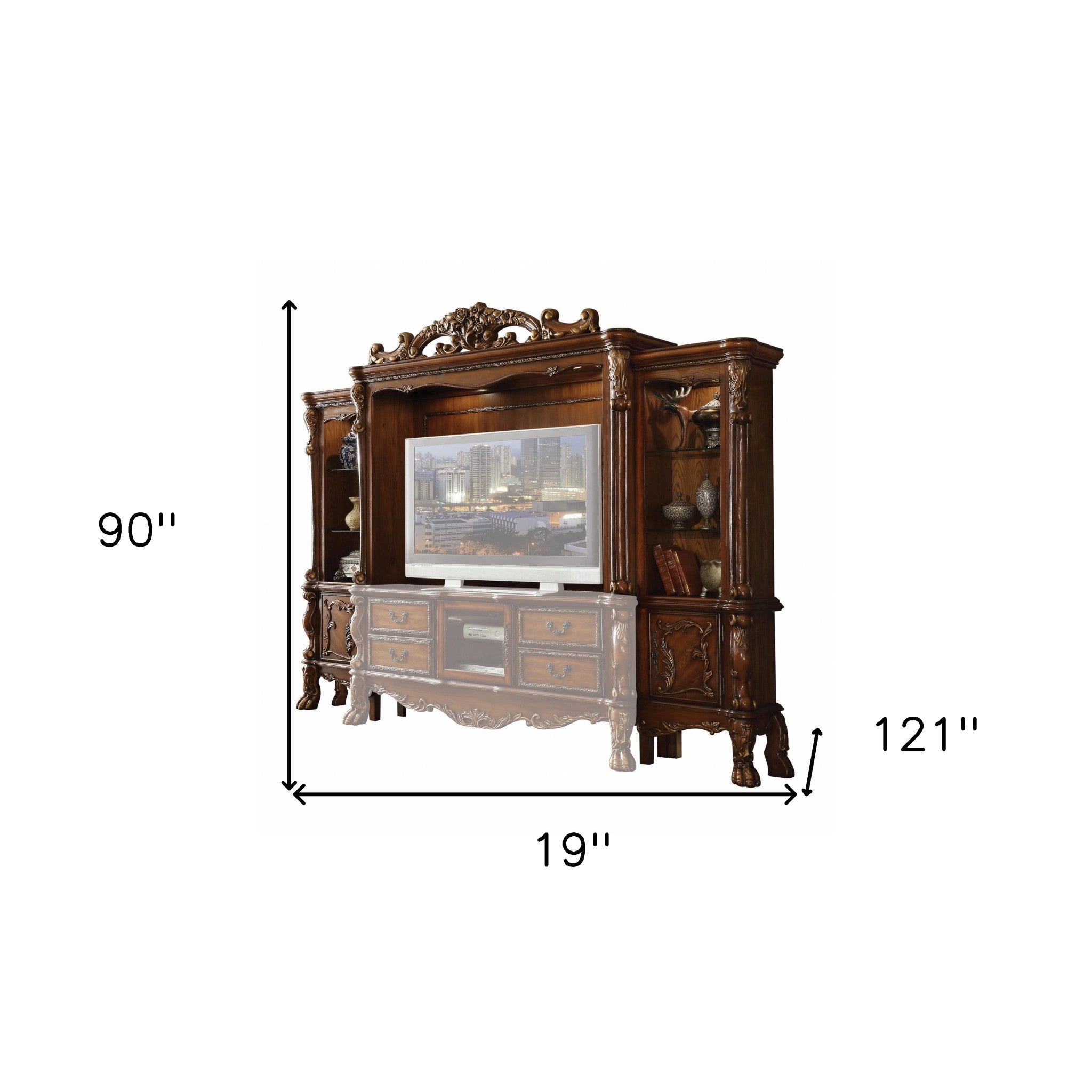 19" Brown Wood Cabinet Enclosed Storage Entertainment Center-3