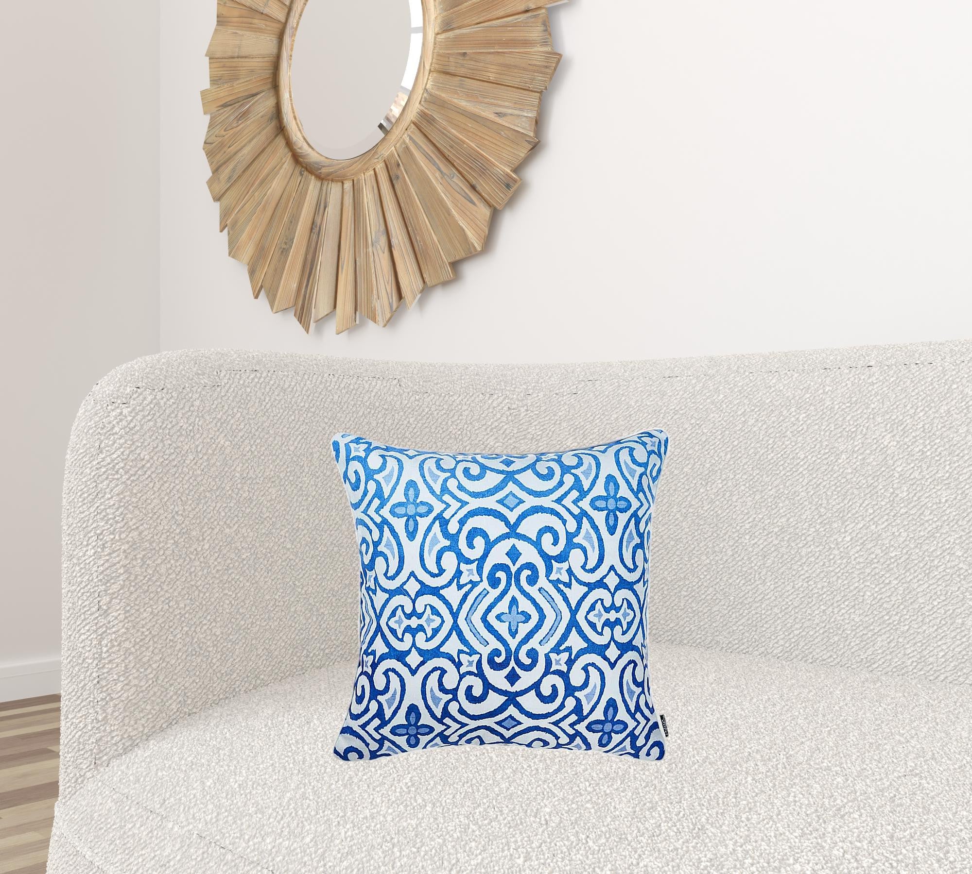 18"X 18" Blue Sky Scroll Decorative Throw Pillow Cover Printed-1
