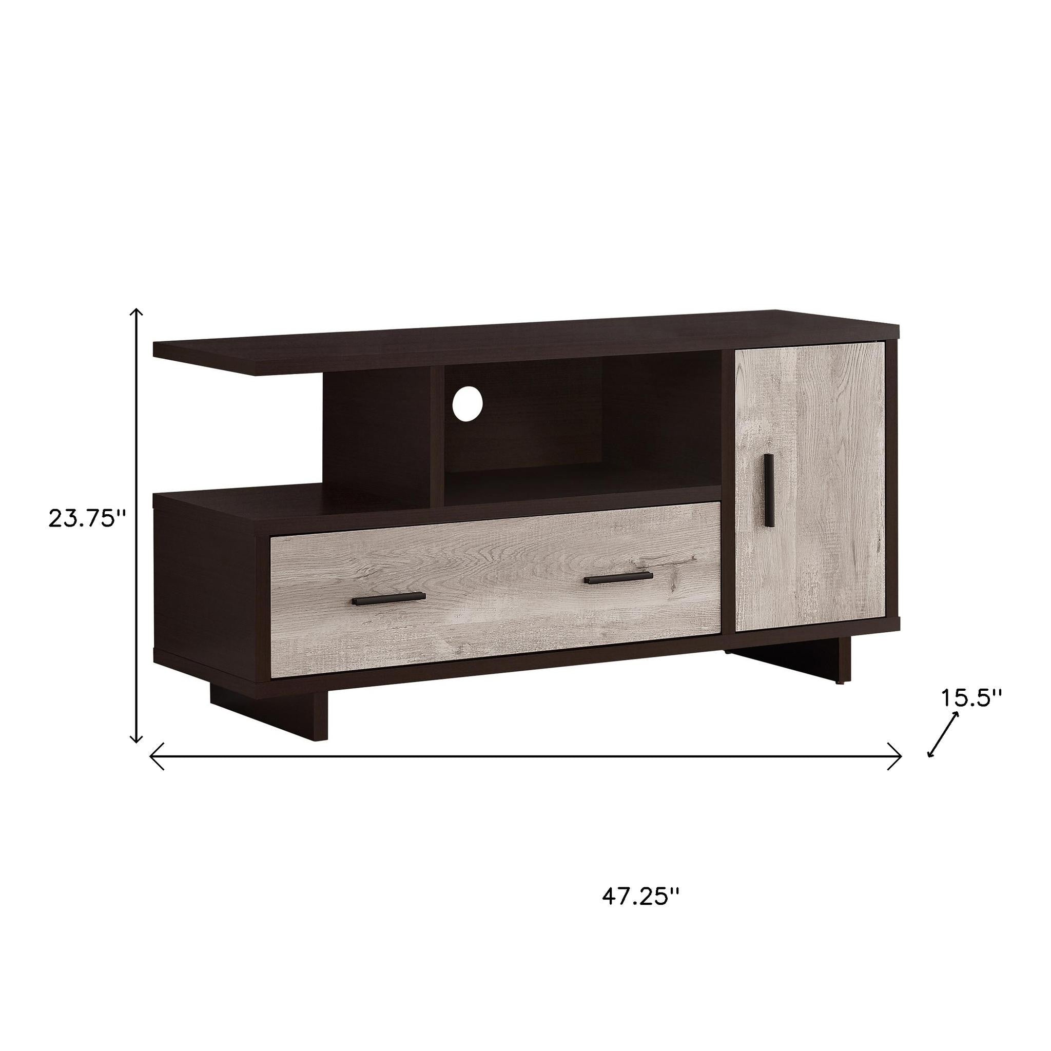 47" Wood Brown Cabinet Enclosed Storage TV Stand-8