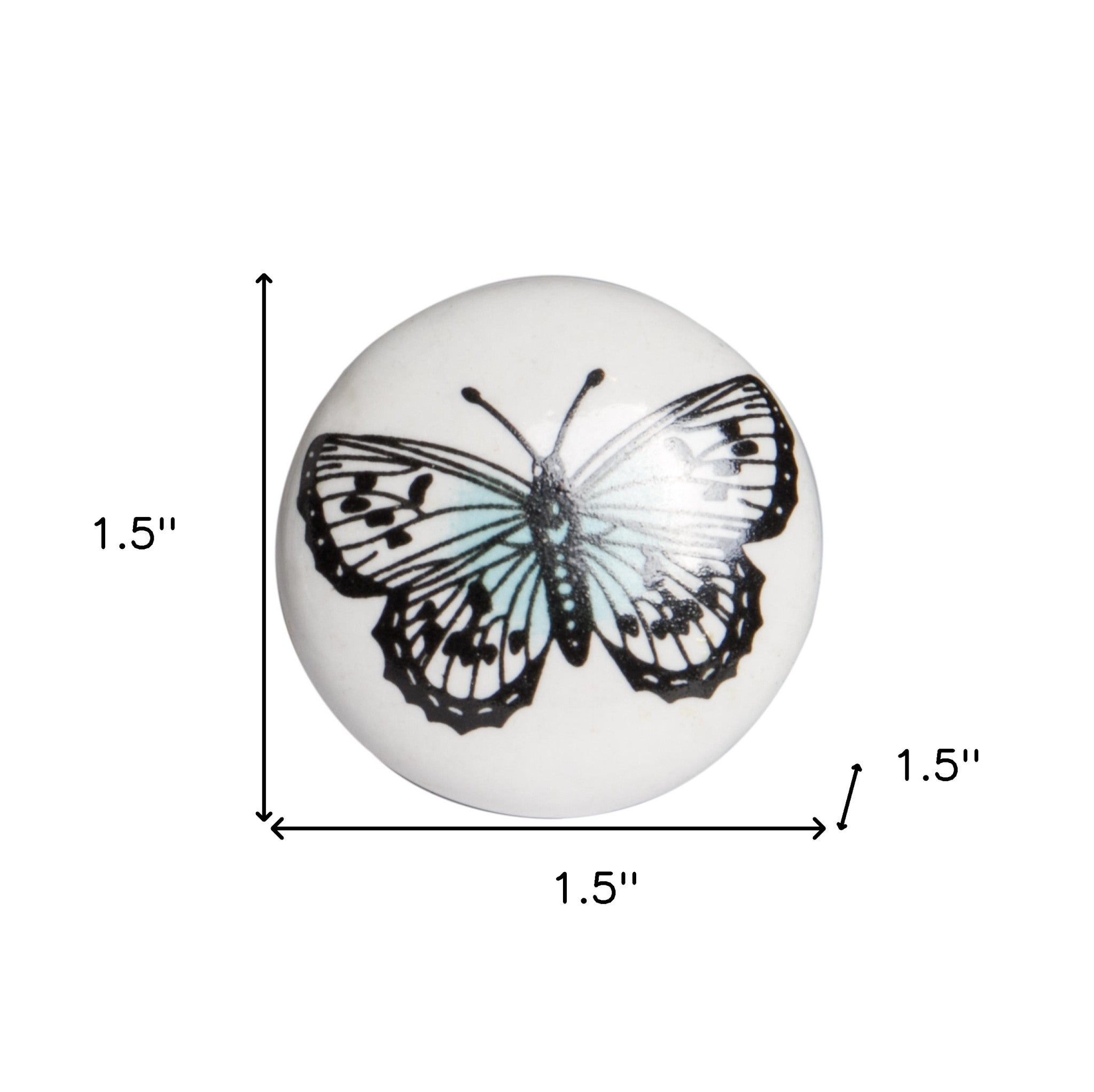 Set of Twelve Black And White Botanical Ceramic Drawer Pull Knobs-6