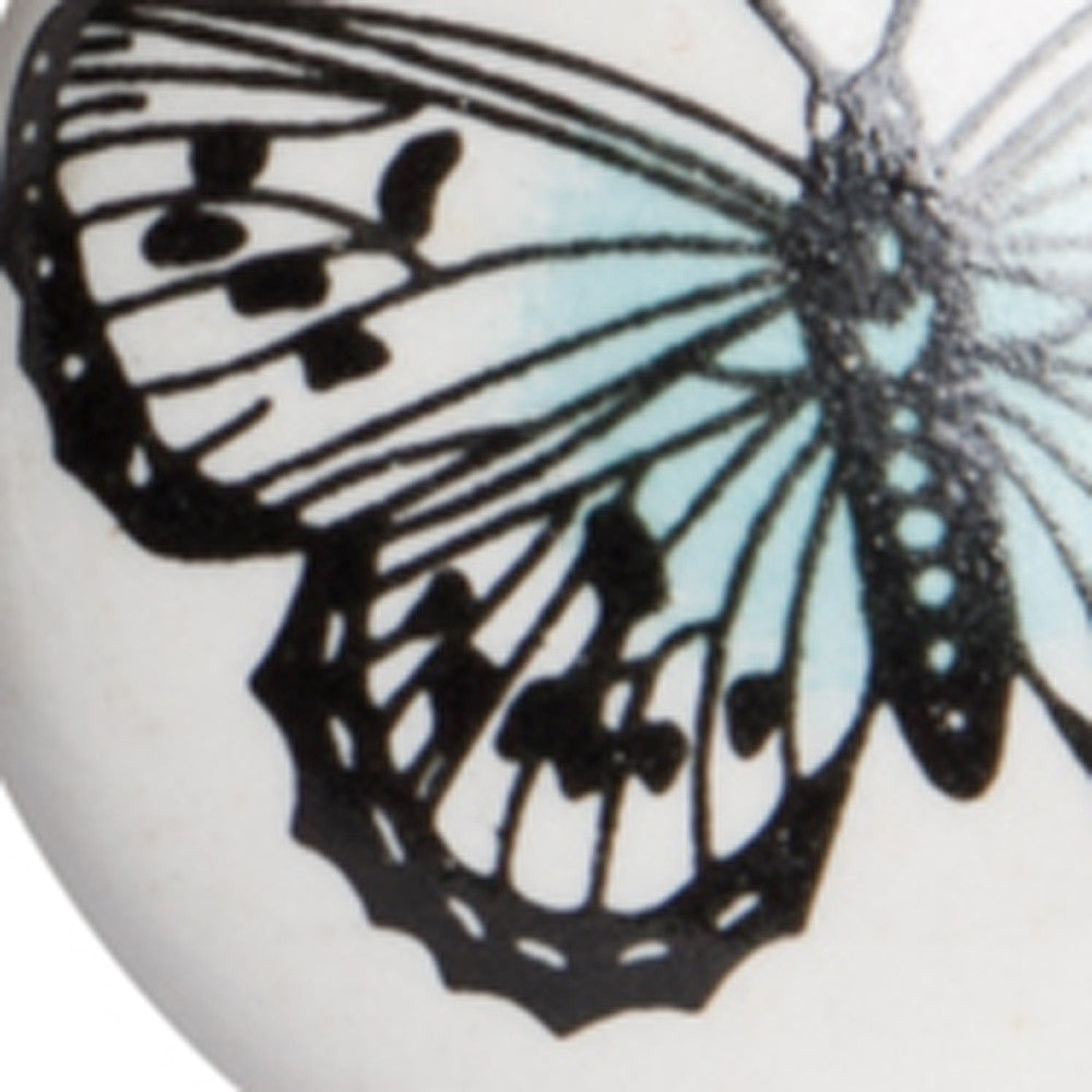 Set of Twelve Black And White Botanical Ceramic Drawer Pull Knobs-5