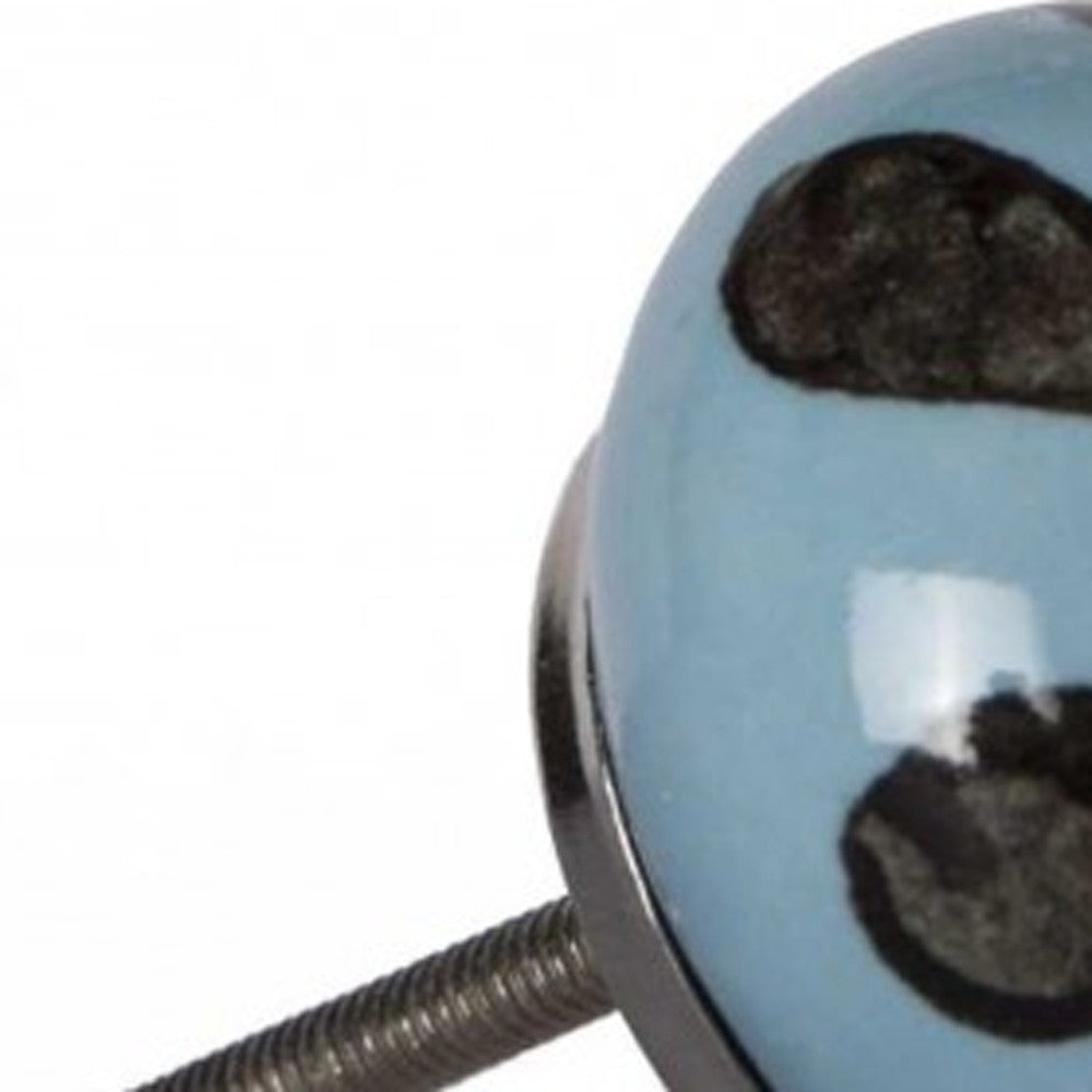 Set of Twelve Blue And Black Geometric Ceramic Drawer Pull Knobs-4